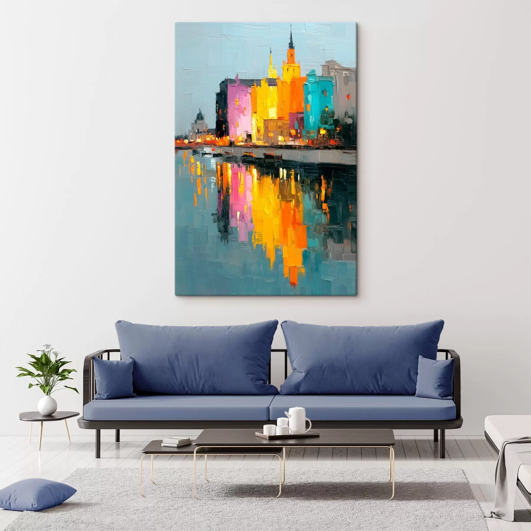 Tableau Lumières de la ville : paysage vibrant dans un style empâté s45242