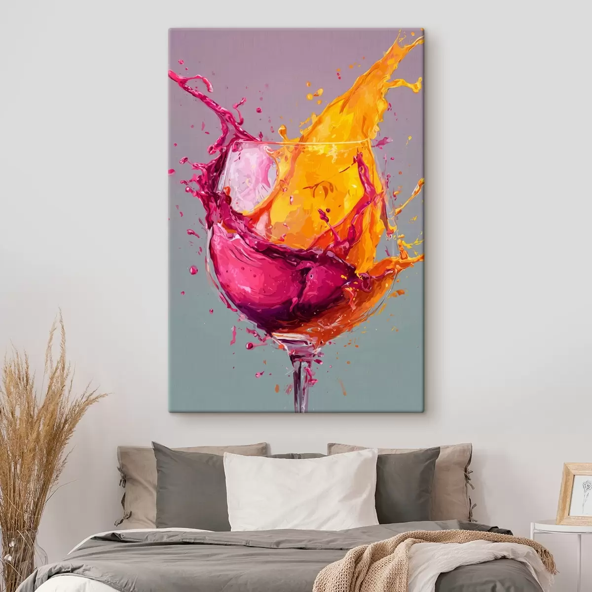 Tableau Éclaboussures de couleurs : abstraction dynamique dans un verre s45244