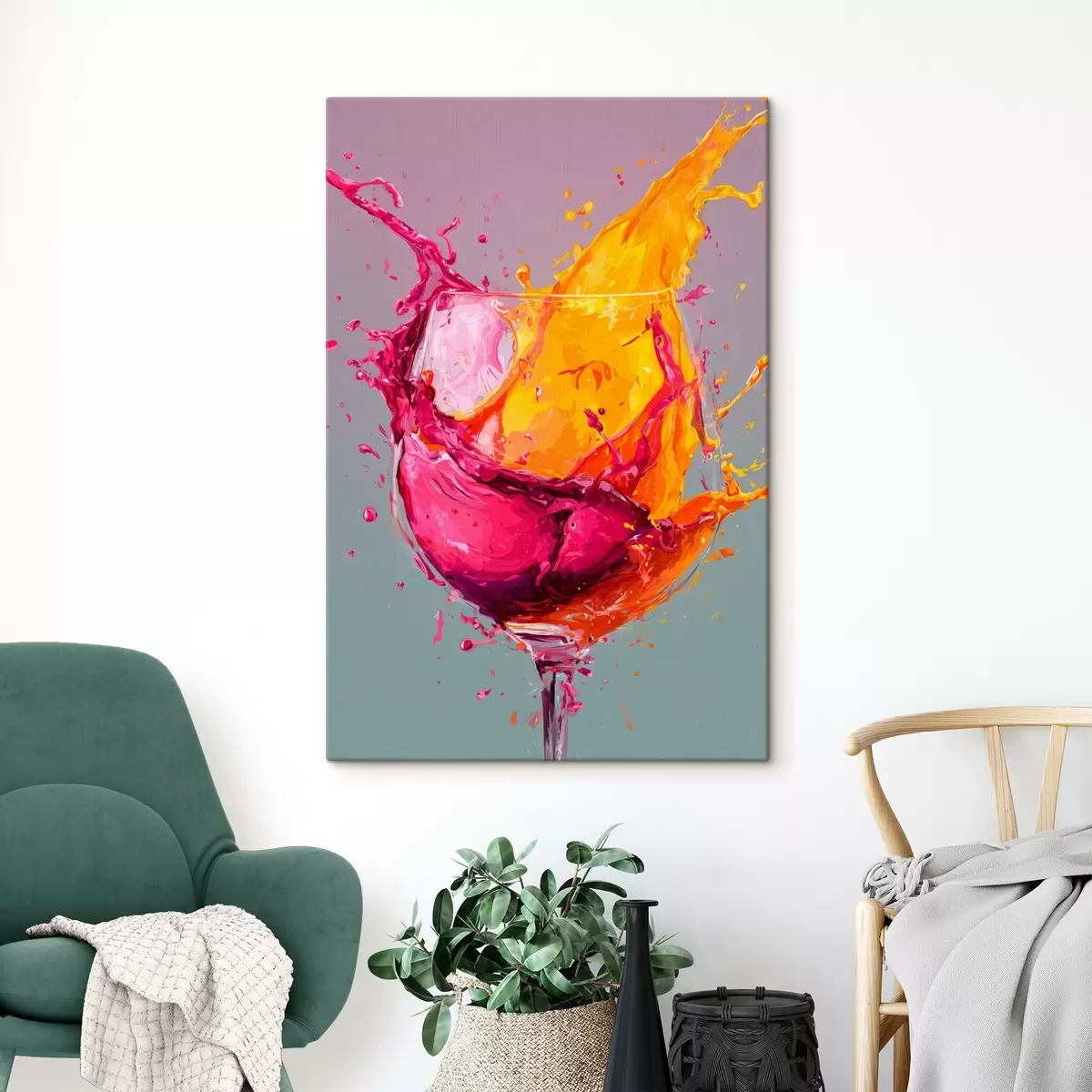 Tableau Éclaboussures de couleurs : abstraction dynamique dans un verre s45244