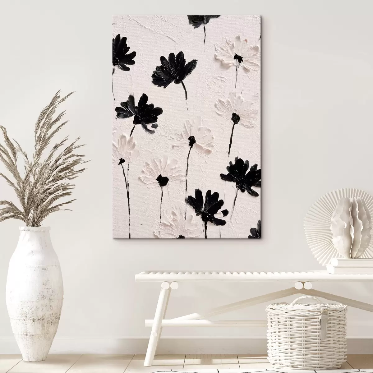 Tableau Fleurs volumétriques : composition d'empâtements dans des tons monochromes s45247