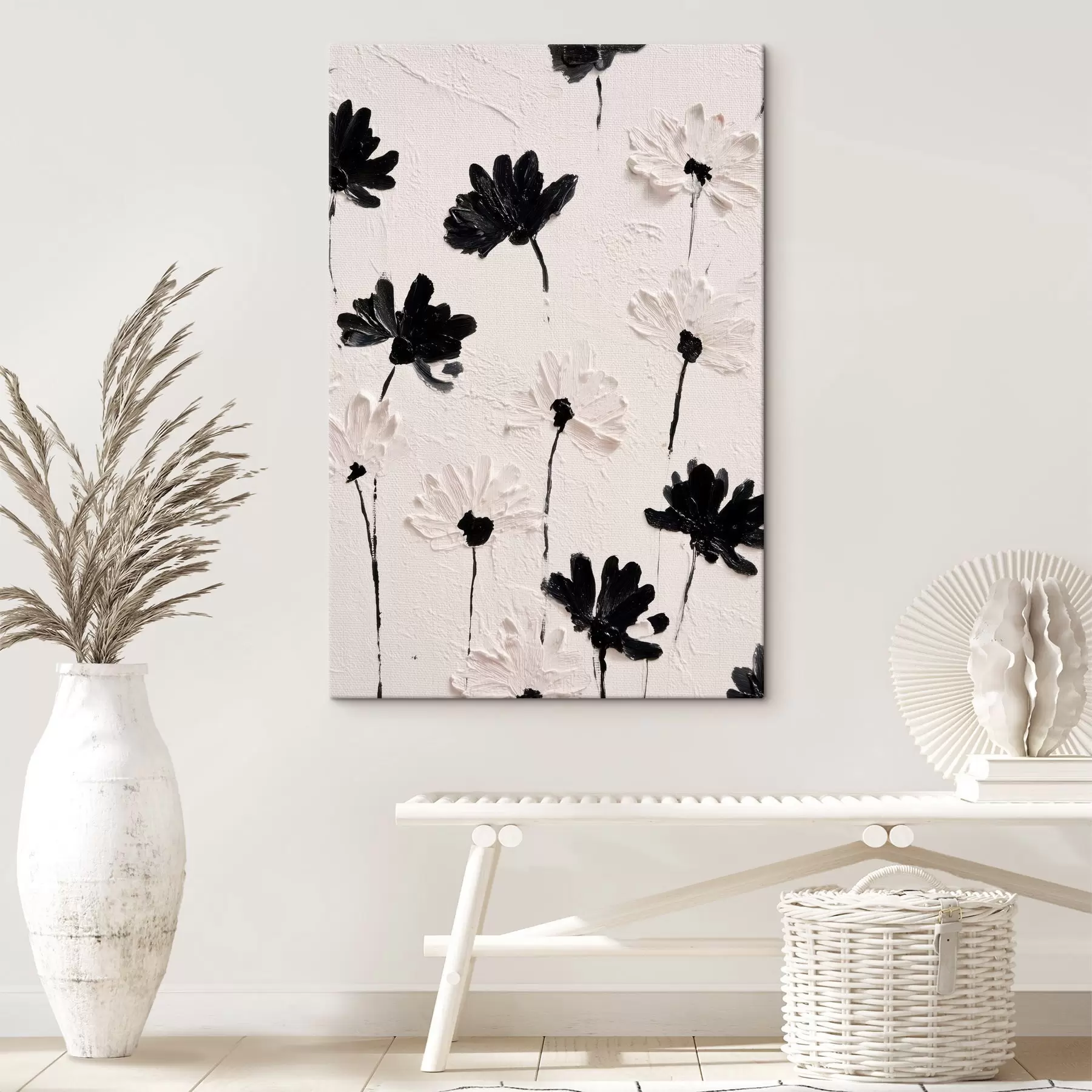 Tableau Fleurs volumétriques : composition d'empâtements dans des tons monochromes s45247