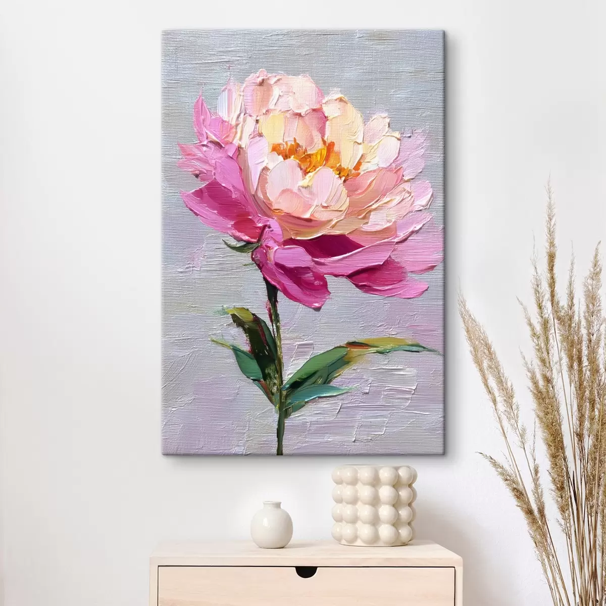 Tableau Pivoine d'art : composition vibrante dans un style volumétrique s45248