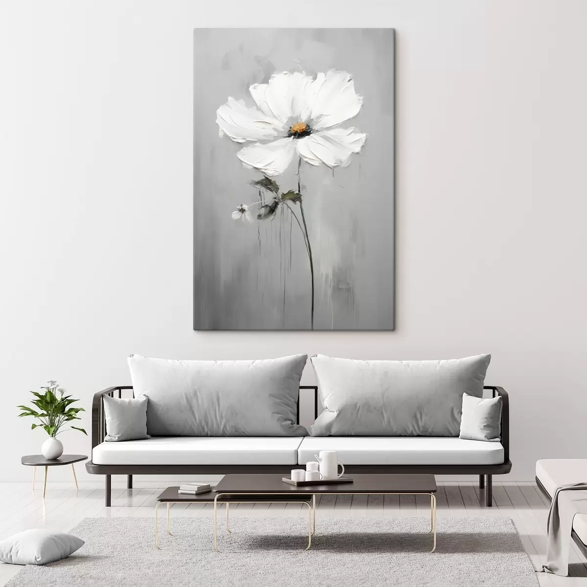 Tableau Fleur monochrome en style volumétrique s45253