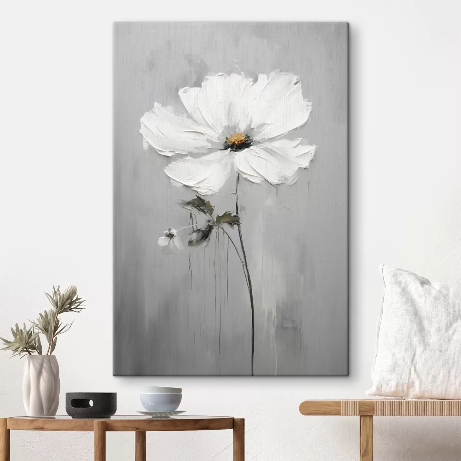 Tableau Fleur monochrome en style volumétrique s45253