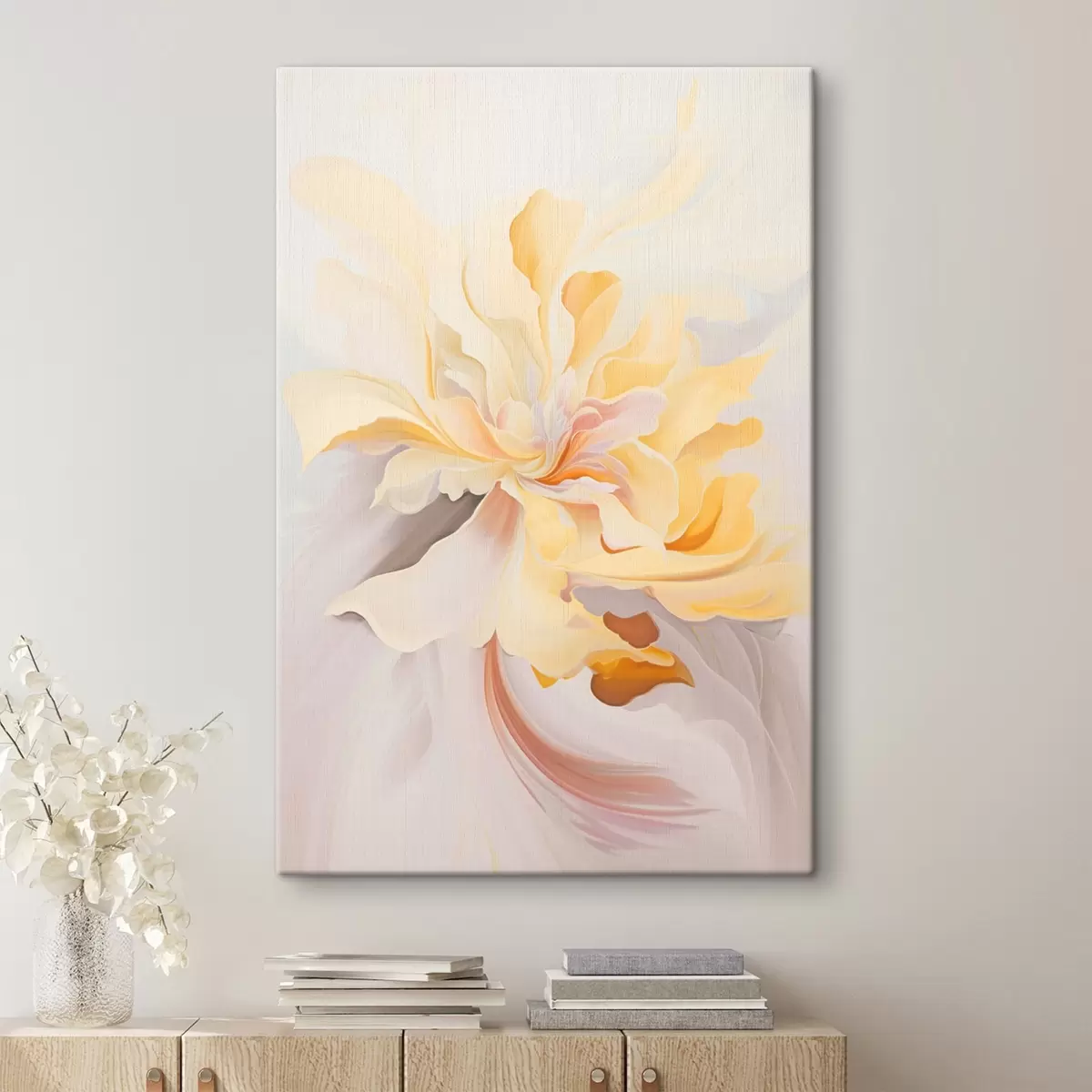 Tableau Fleur délicate : peinture abstraite dans les tons pastel s45256