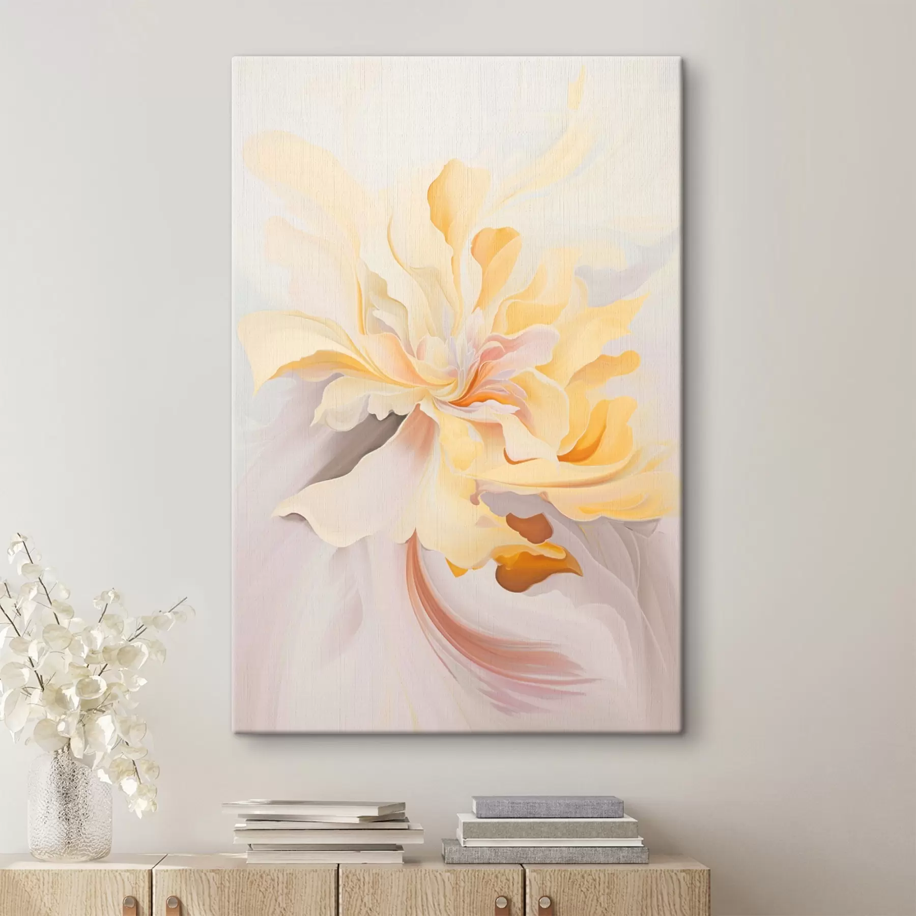 Tableau Fleur délicate : peinture abstraite dans les tons pastel s45256