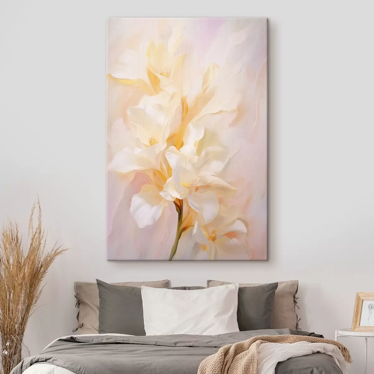 Tableau Floraison de fleurs : esquisse abstraite dans des tons clairs s45257
