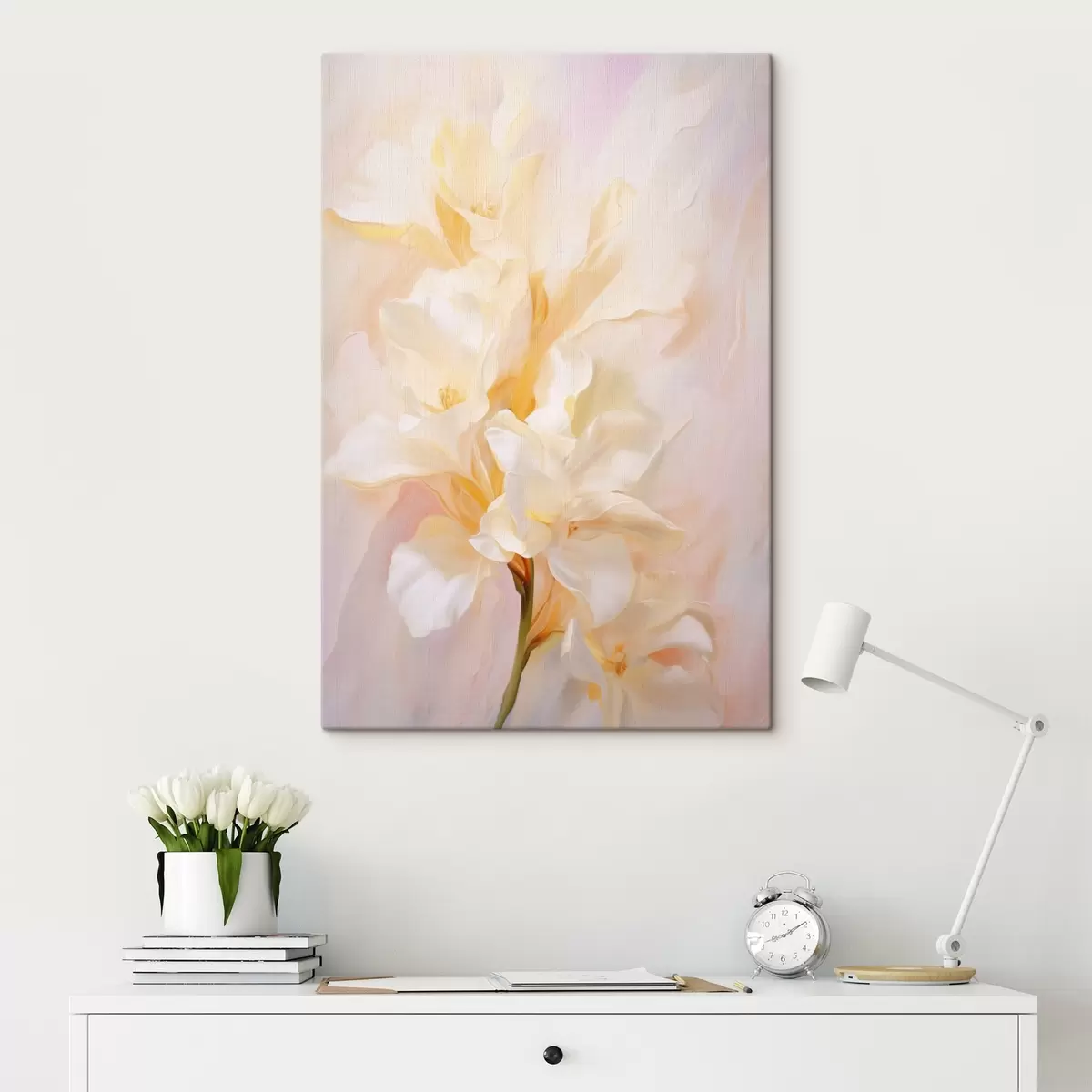 Tableau Floraison de fleurs : esquisse abstraite dans des tons clairs s45257
