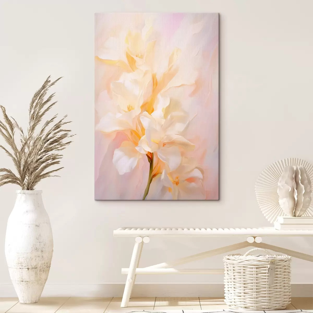 Tableau Floraison de fleurs : esquisse abstraite dans des tons clairs s45257