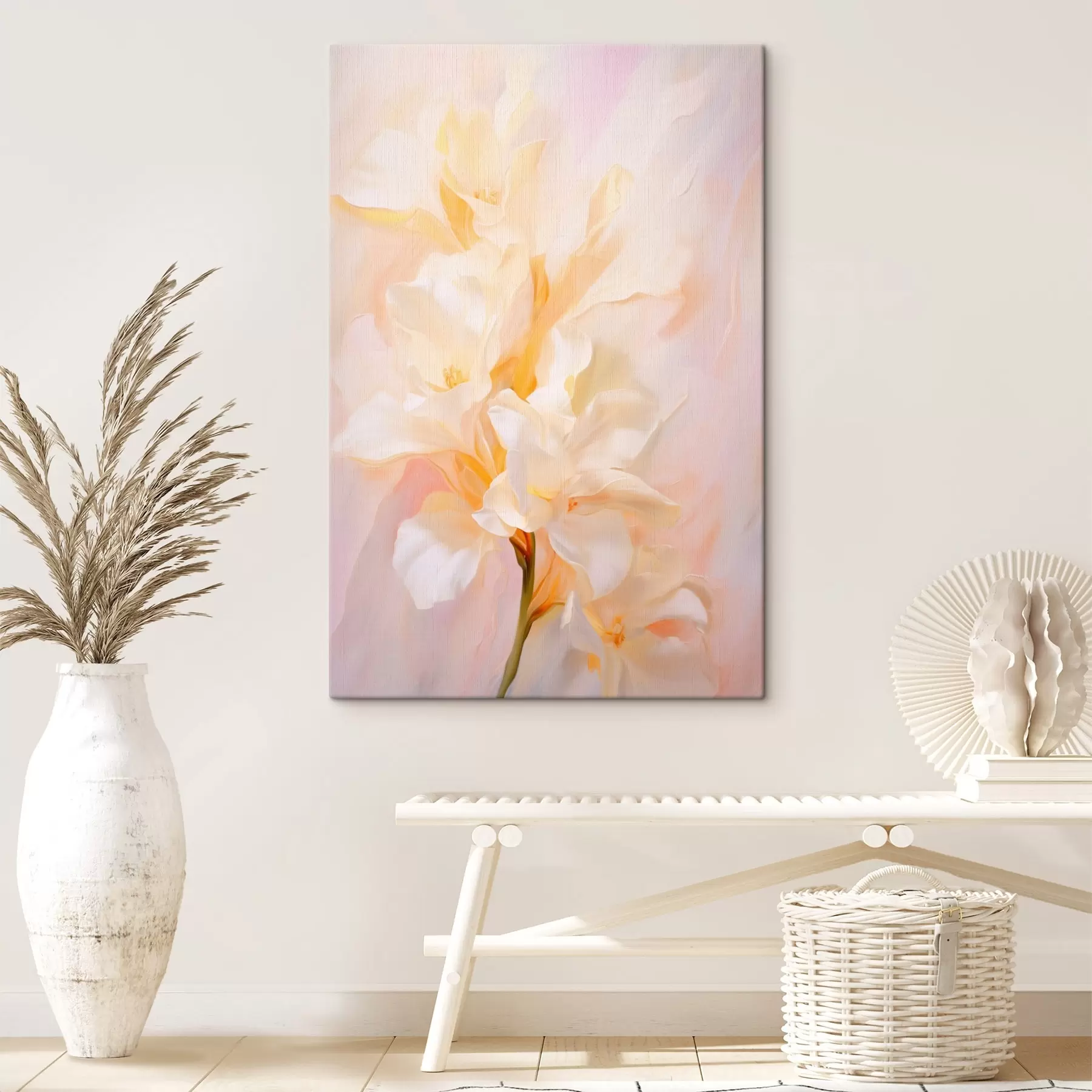 Tableau Floraison de fleurs : esquisse abstraite dans des tons clairs s45257