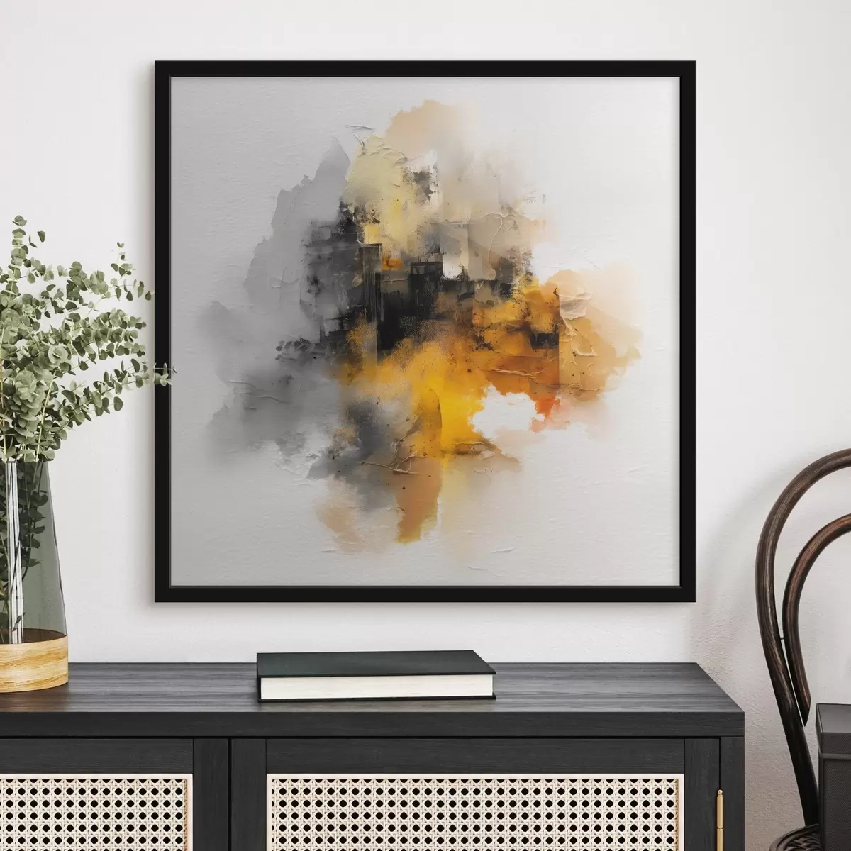 Poster Composition abstraite dans les tons orange et gris avec texture f45238