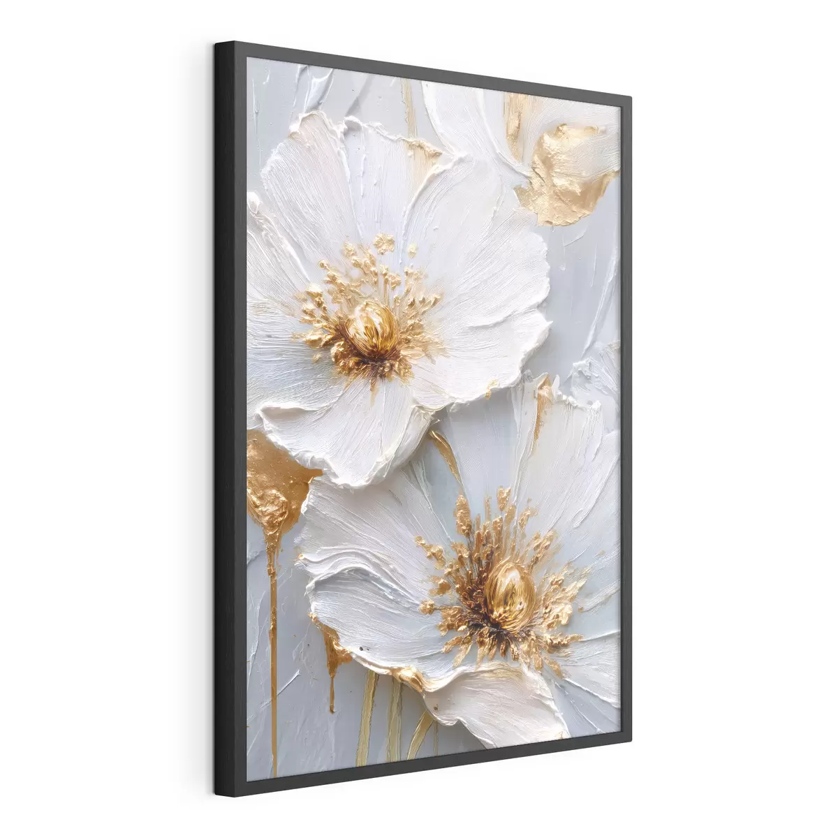 Poster Marguerites texturées : l'art de l'empâtement avec des coups de pinceau expressifs f45241