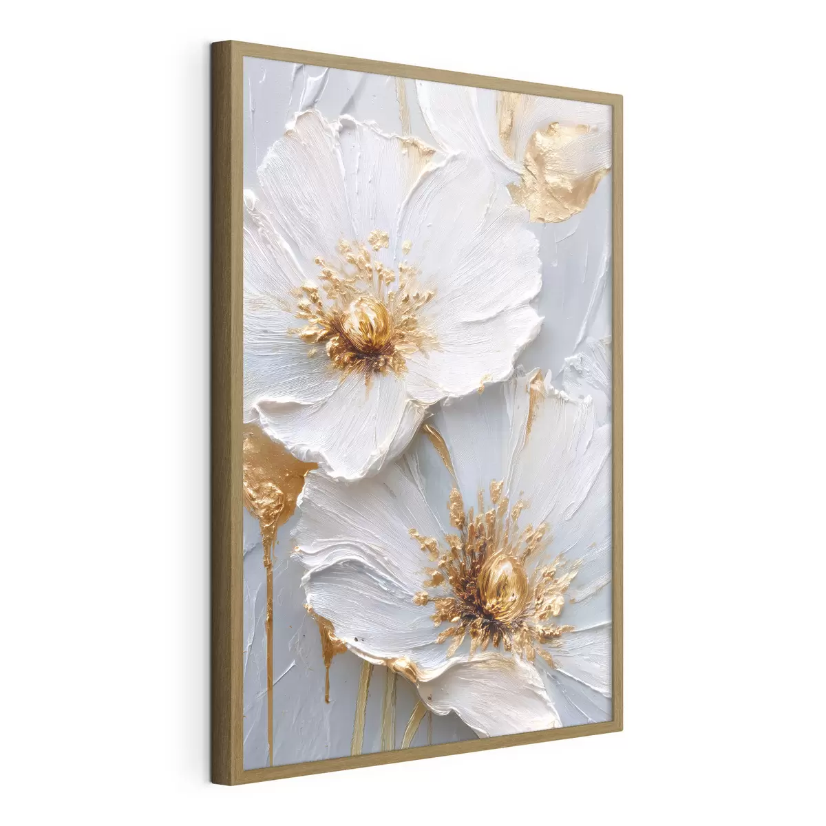 Poster Marguerites texturées : l'art de l'empâtement avec des coups de pinceau expressifs f45241