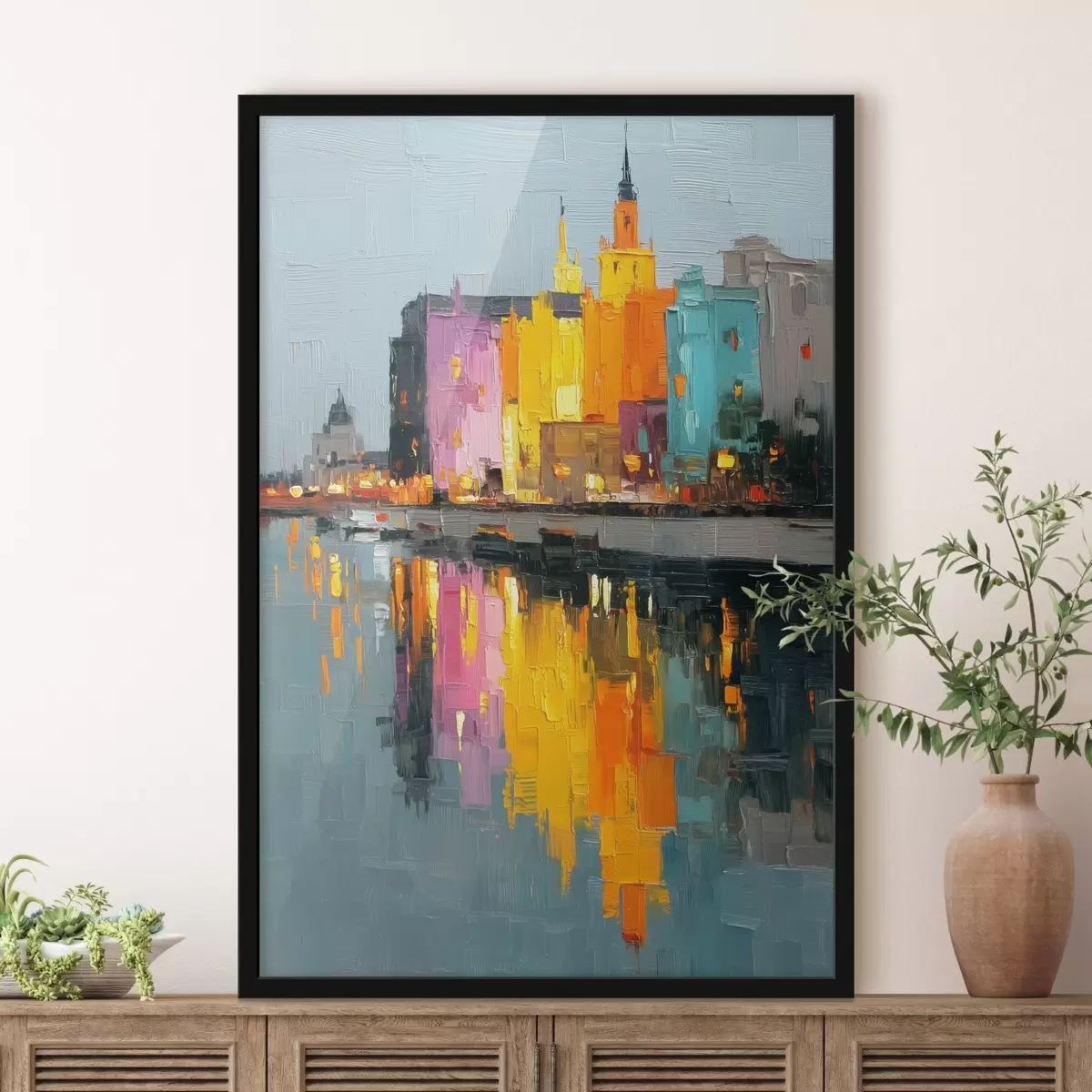 Poster Lumières de la ville : paysage vibrant dans un style empâté f45242