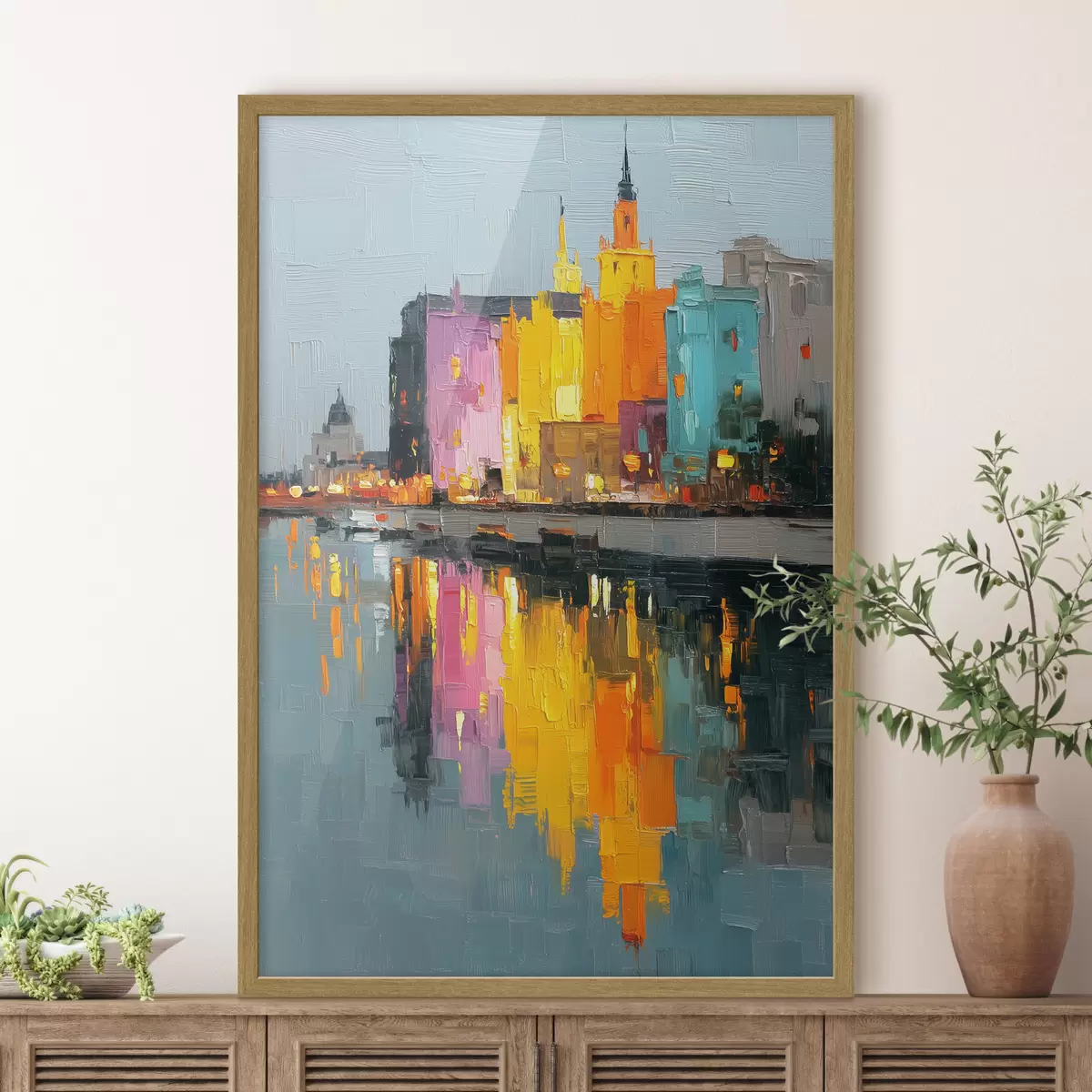 Poster Lumières de la ville : paysage vibrant dans un style empâté f45242