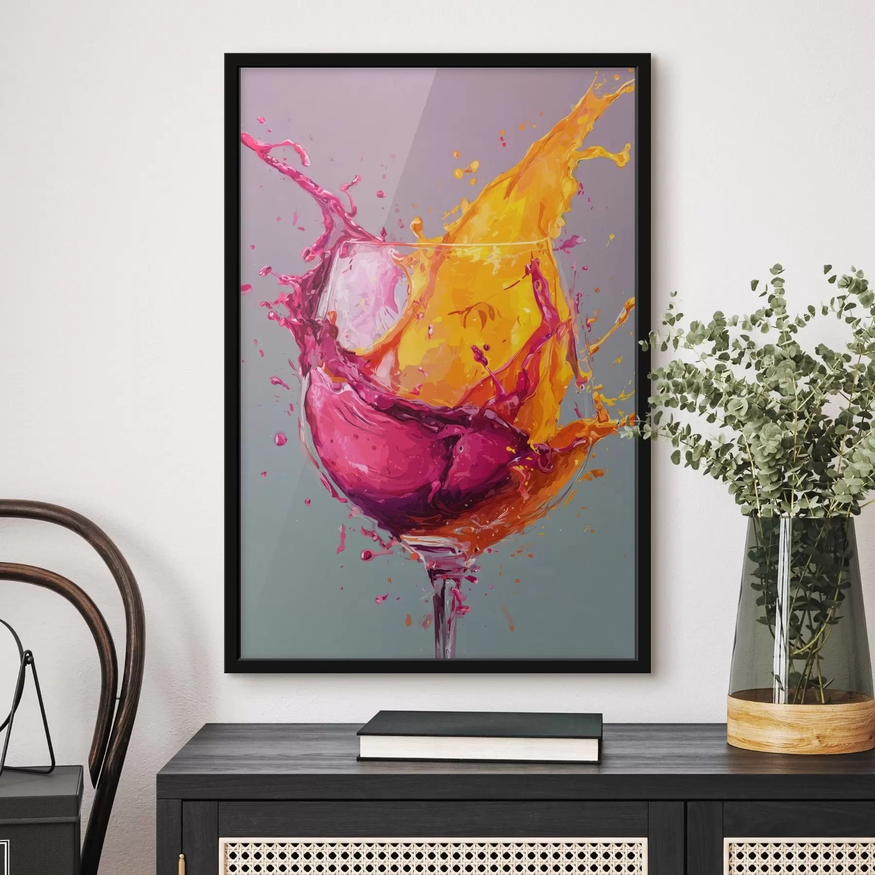 Papier peint Éclaboussures de couleurs : abstraction dynamique dans un verre f45244