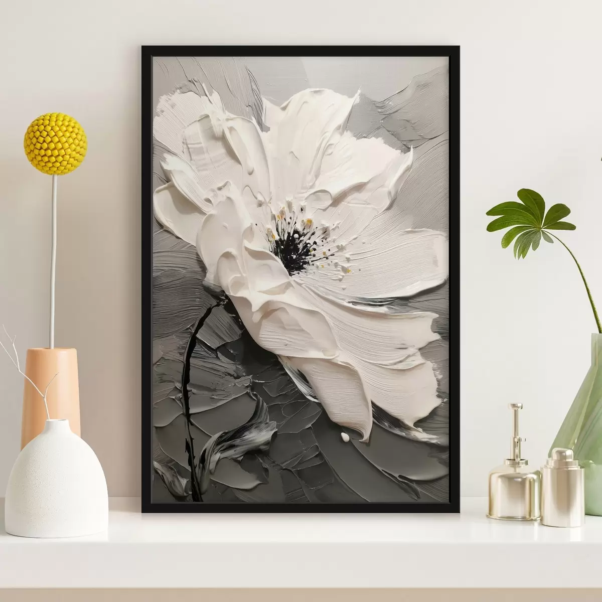 Poster Elegant bloom : peinture moderne avec texture gaufrée f45246