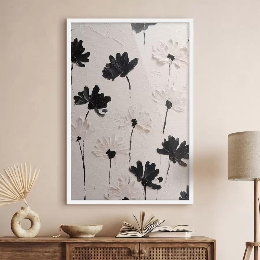 Papier peint Fleurs volumétriques : composition d'empâtements dans des tons monochromes f45247