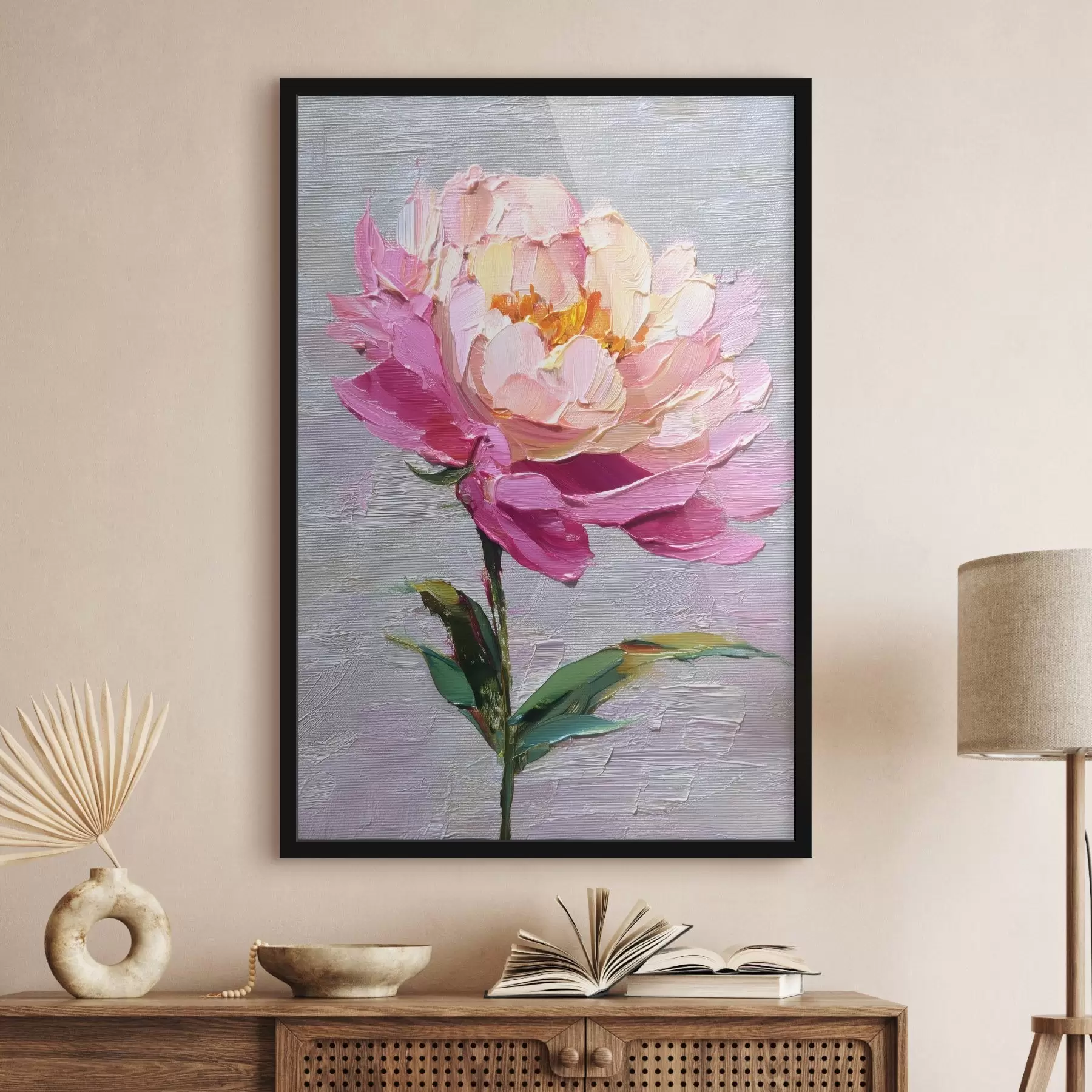 Papier peint Pivoine d'art : composition vibrante dans un style volumétrique f45248