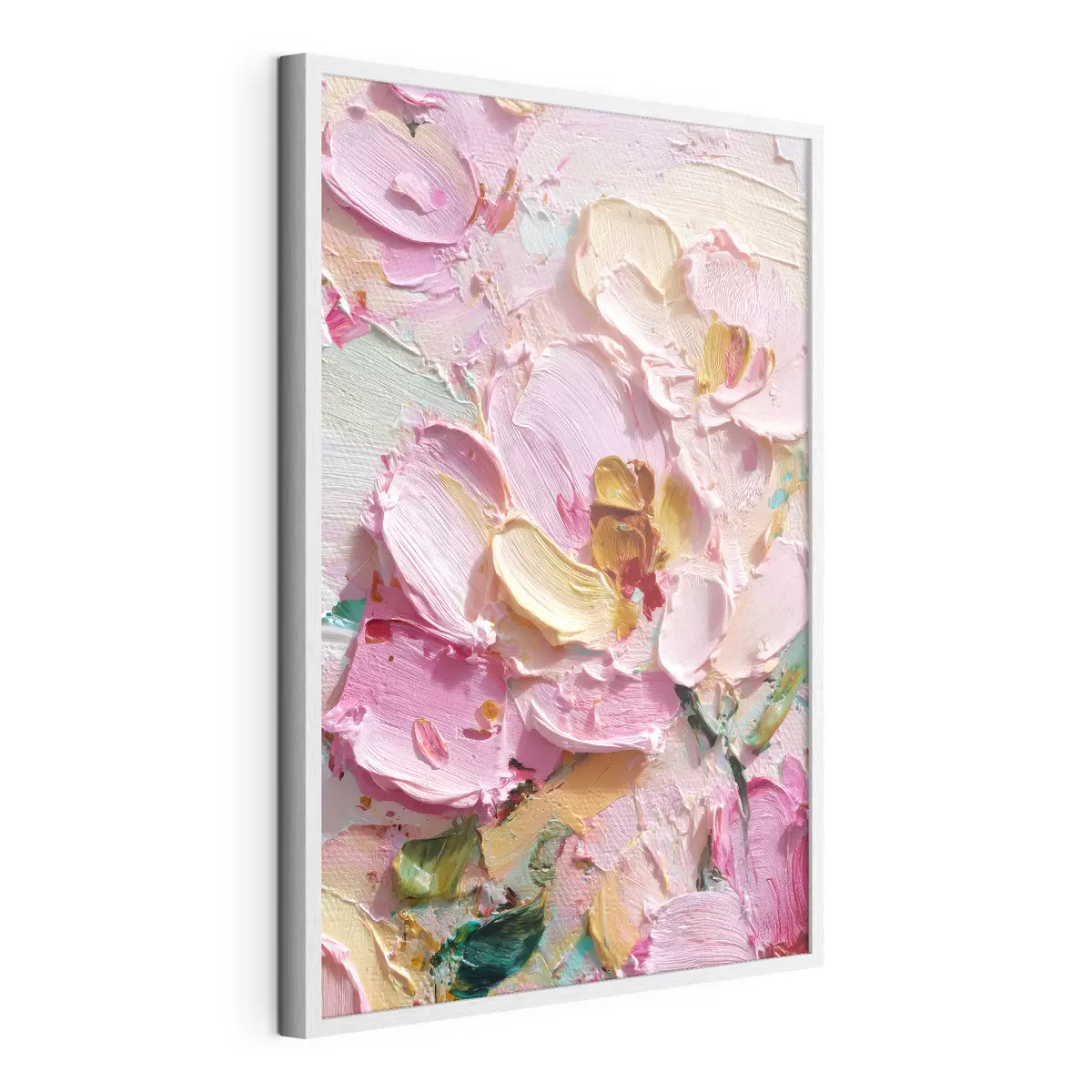 Poster Magnolias roses : peinture texturée avec des traits dimensionnels f45249