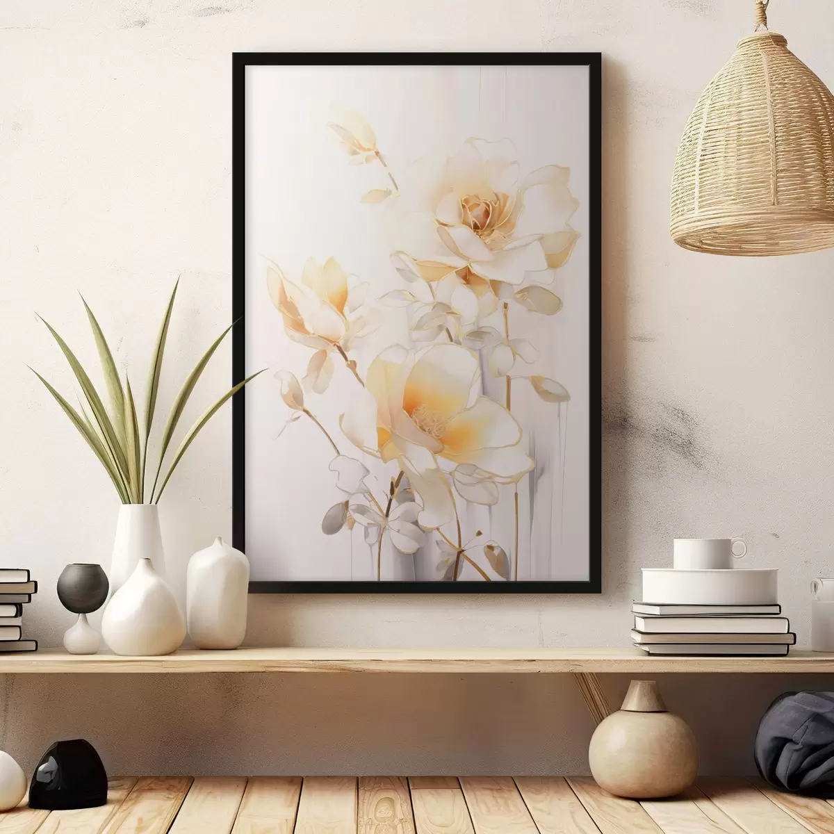 Poster Fleurs légères : art moderne aux teintes douces f45258