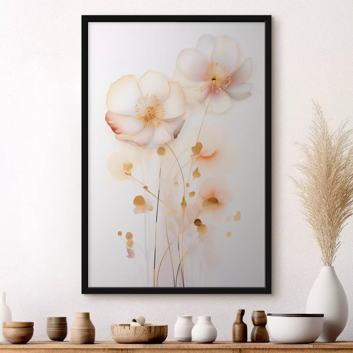 Poster Fleurs roses dans un style léger f45259