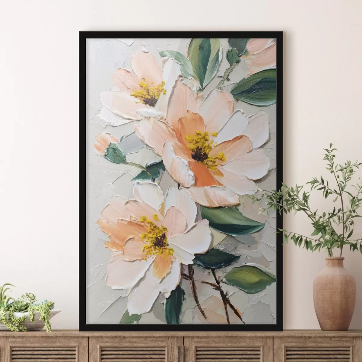 Poster Fleurs avec pétales à pointe blanche et centre jaune f45262