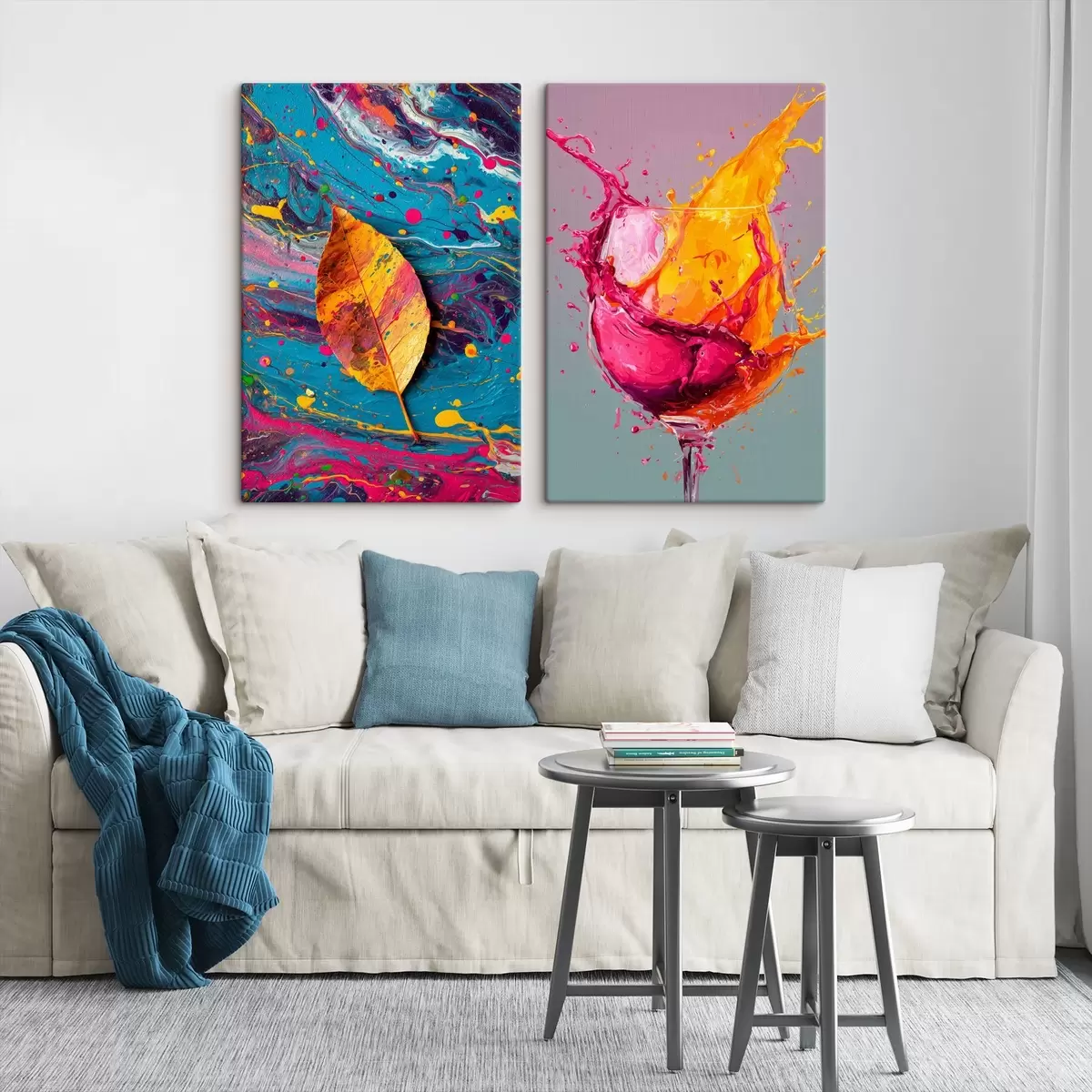 Tableau Abstraction expressive avec des éléments de la nature et des boissons m00570