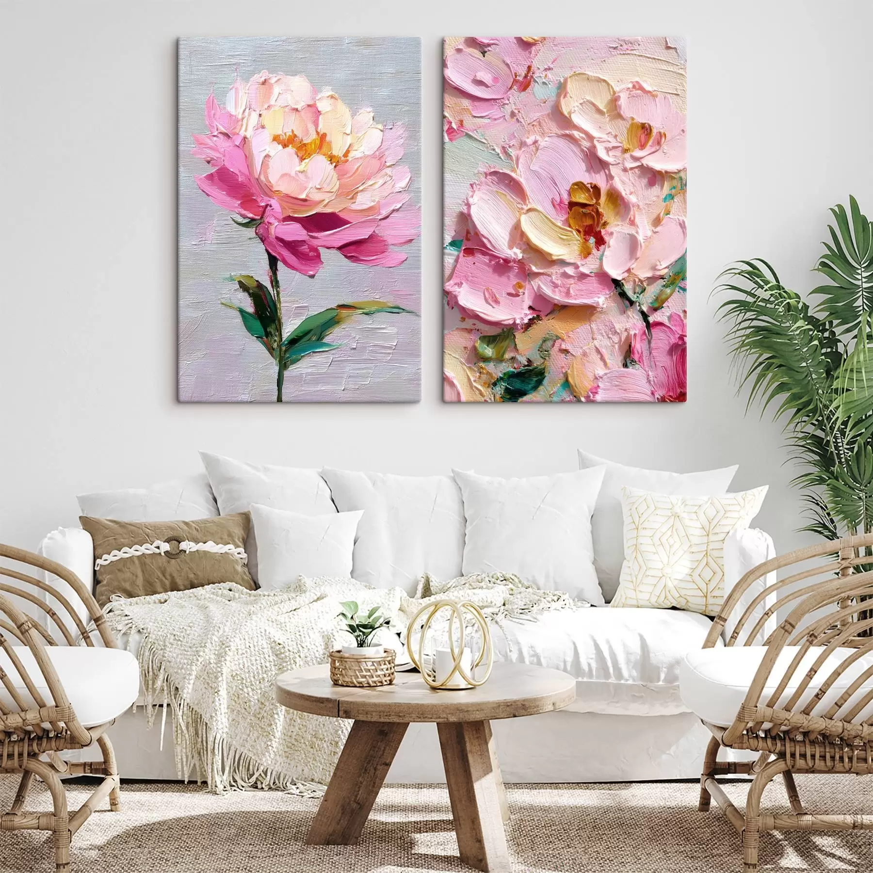Papier peint Art moderne avec des fleurs roses en technique volumétrique m00572