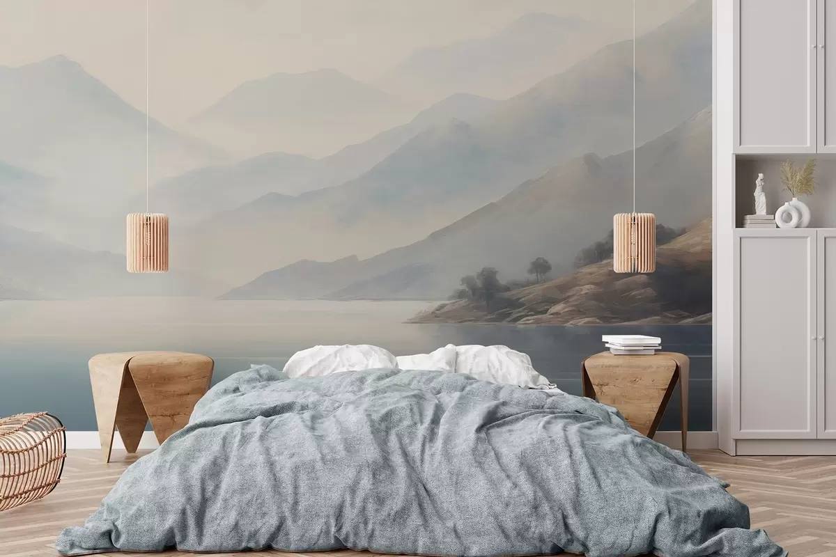 Papier peint Montagnes au bord du lac w04382