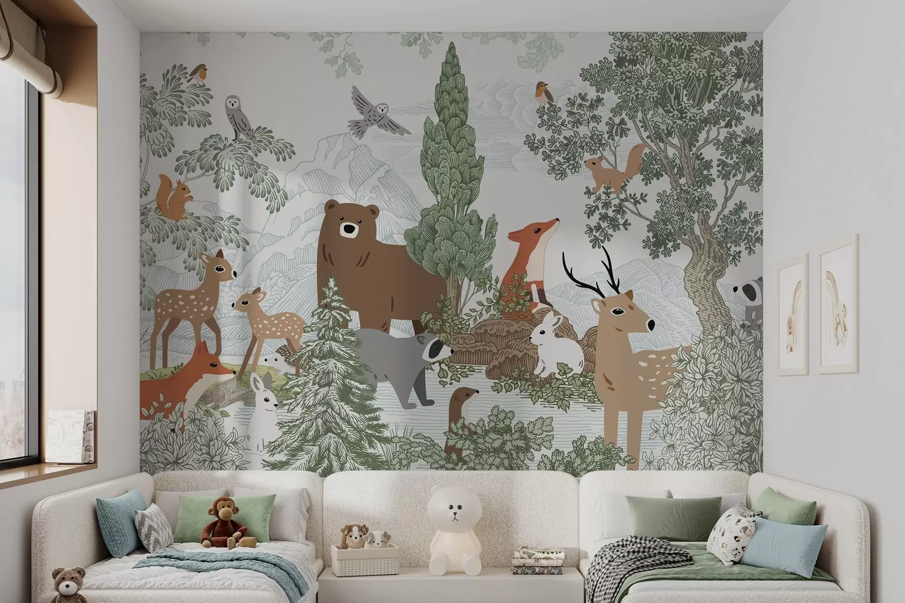 Papier peint Animaux et oiseaux dans la forêt w04383
