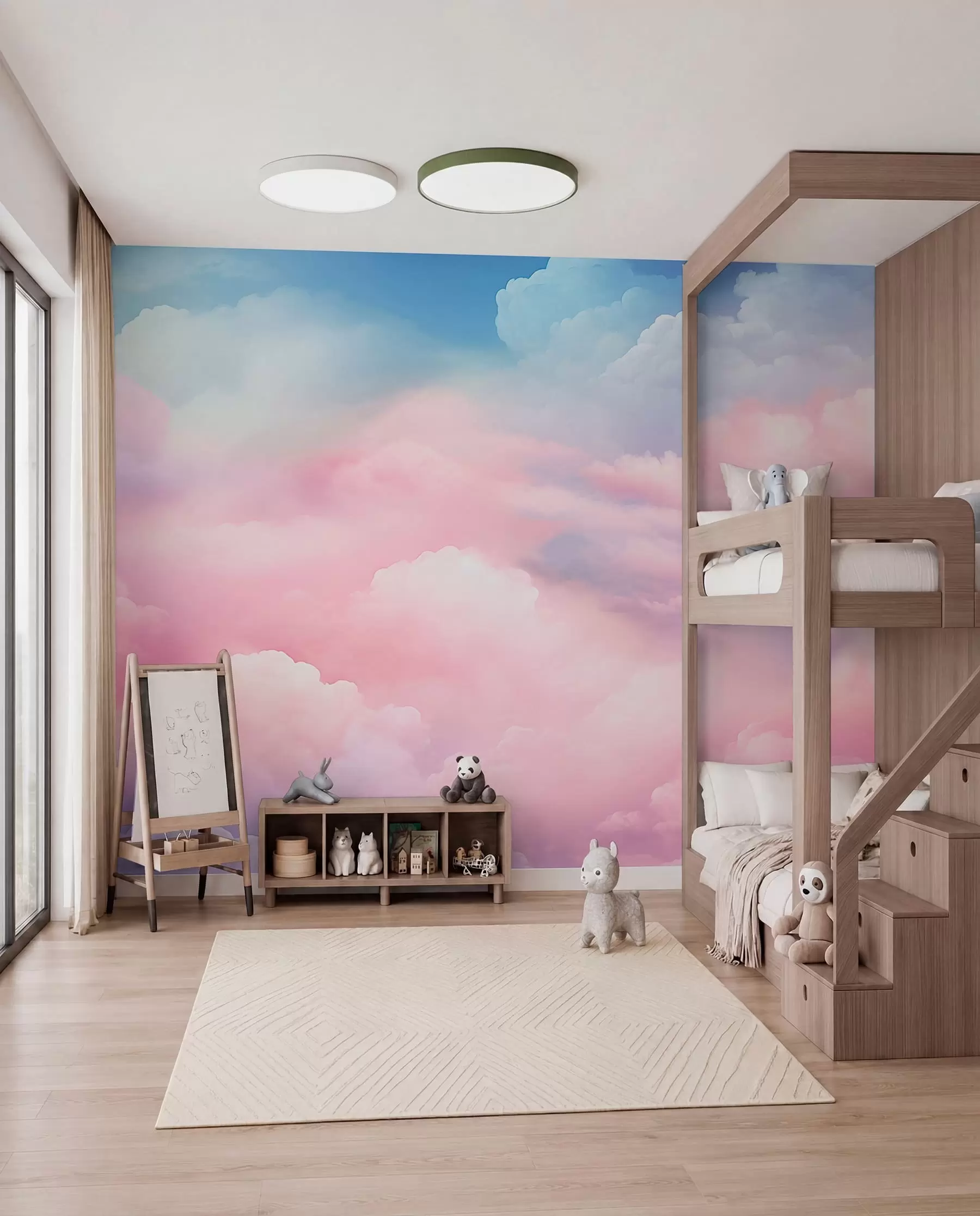 Papier peint Nuages rose bonbon w04387