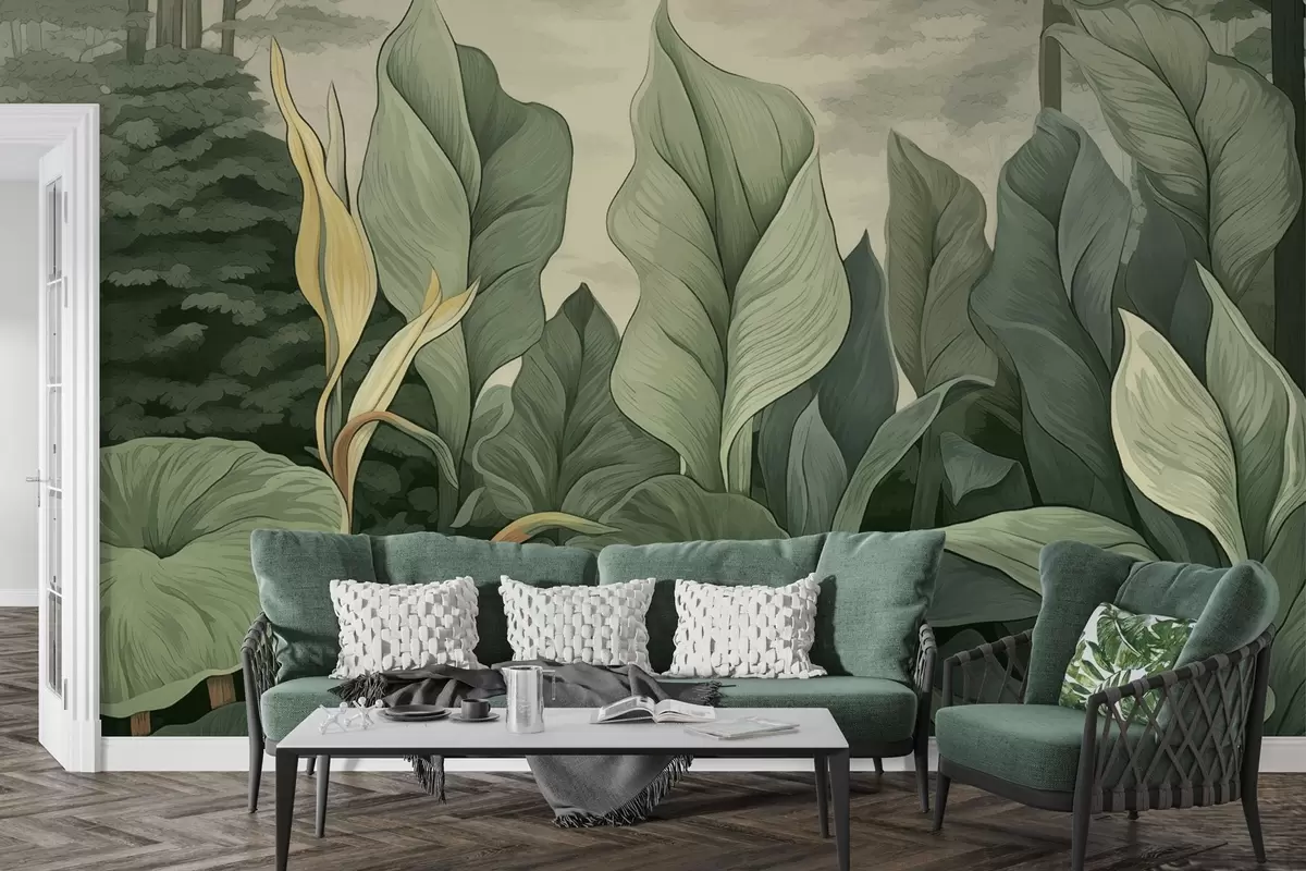 Papier peint Illustration d'une plante tropicale de style botanique w04347