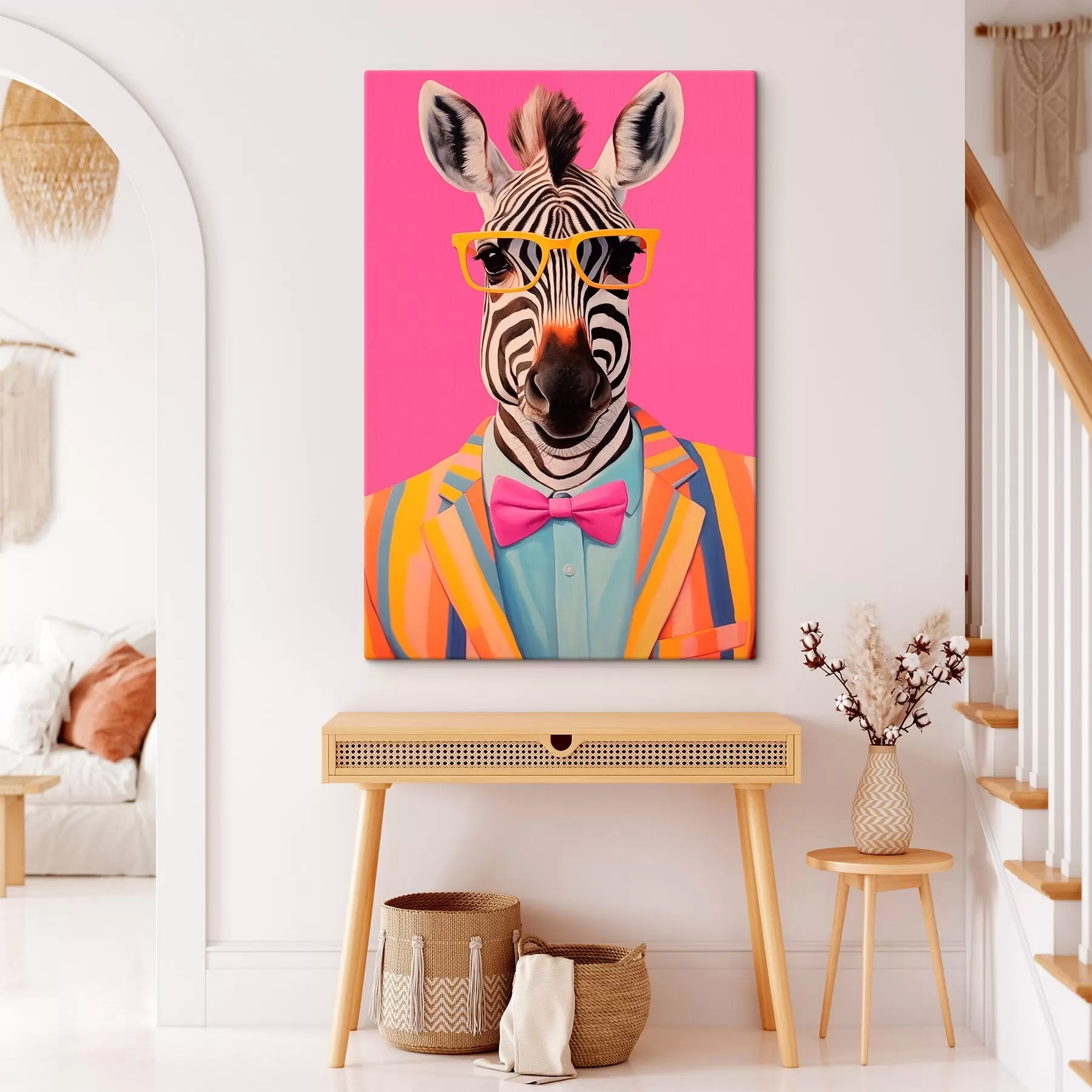 Tableau Zèbre en costume et lunettes s45307