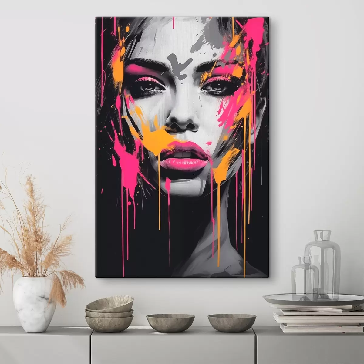 Tableau Portrait de femme avec des peintures s45318