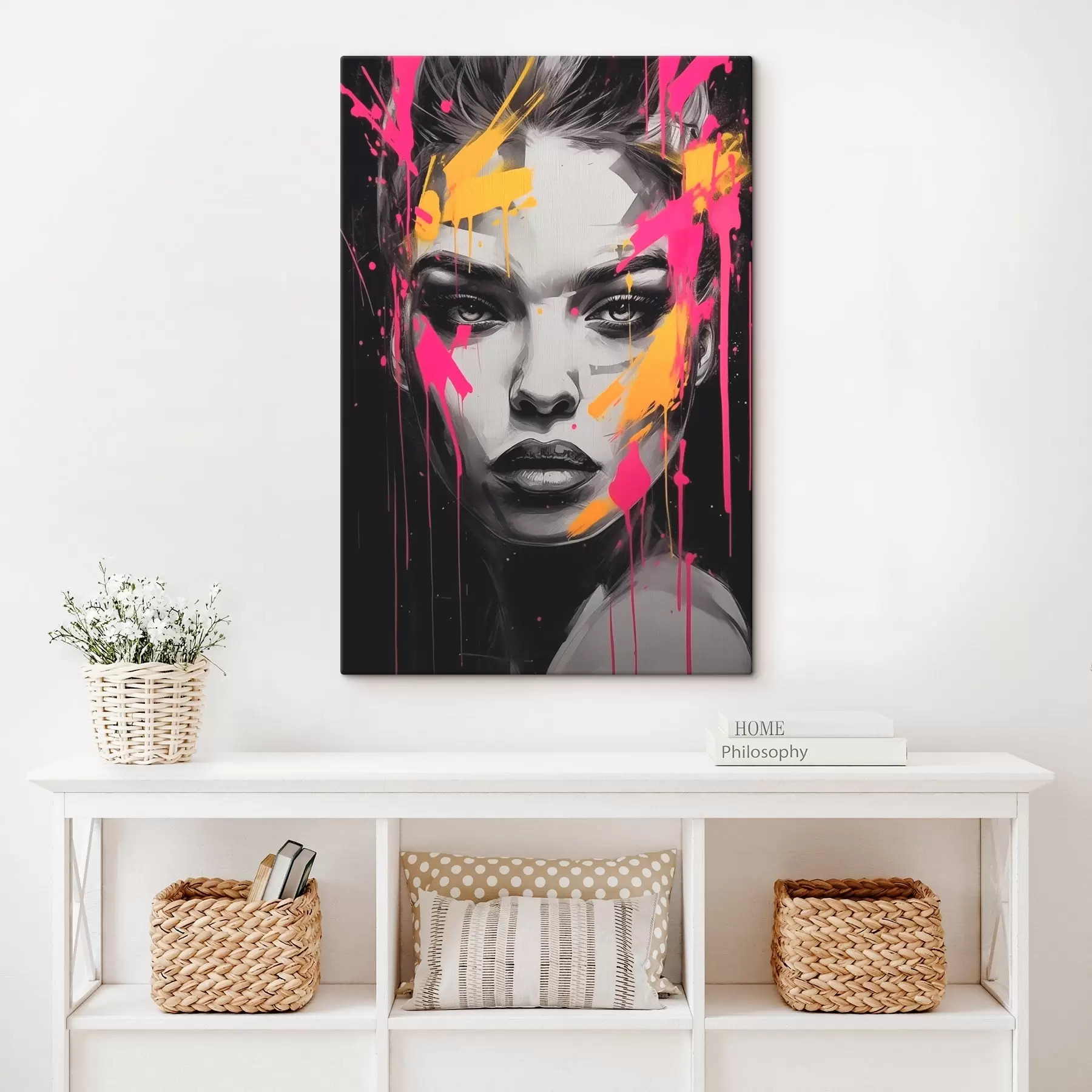 Tableau Portrait de femme en noir et blanc s45319