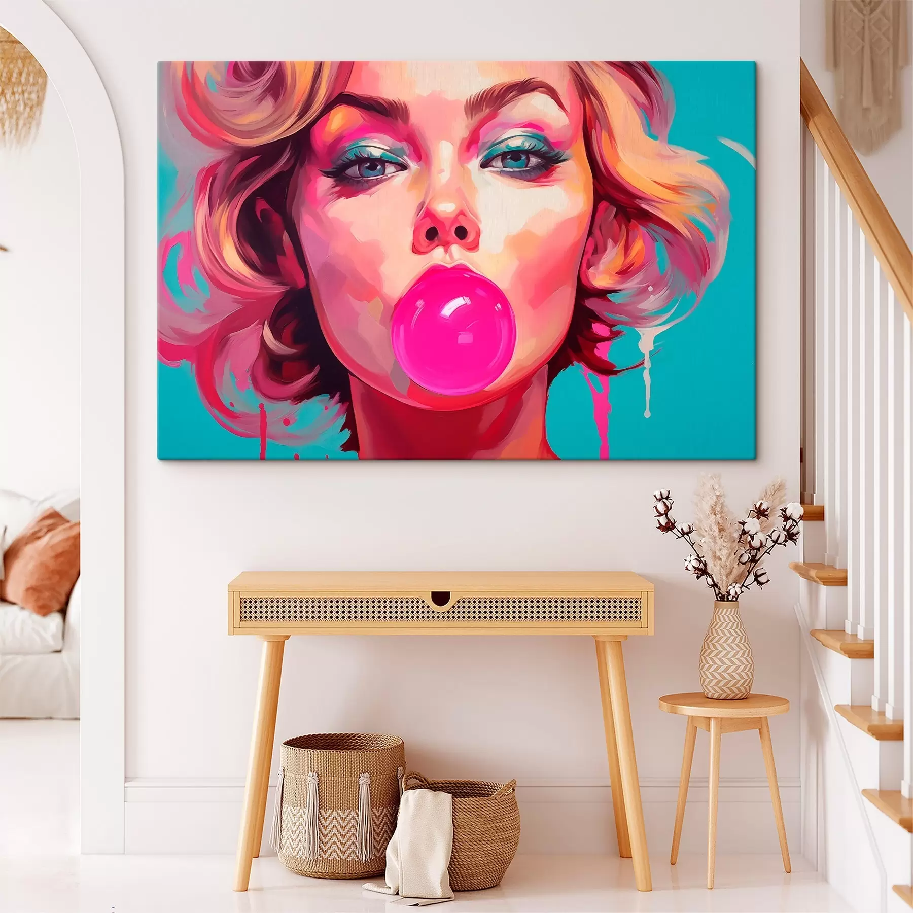 Tableau Fille avec un chewing-gum rose s45321
