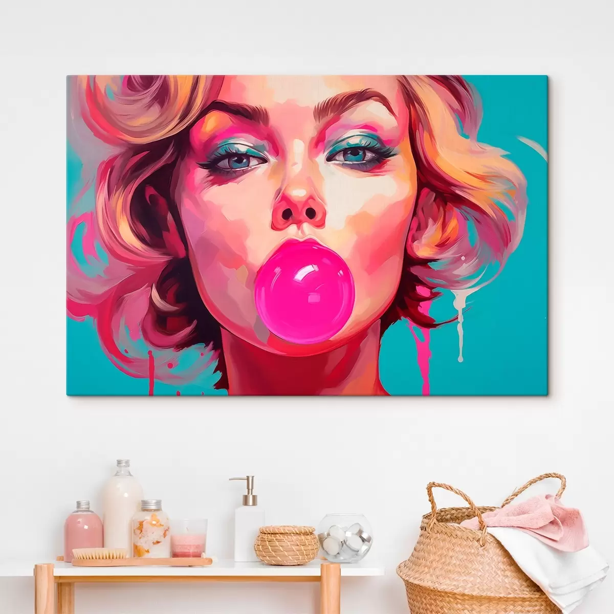 Tableau Fille avec un chewing-gum rose s45321