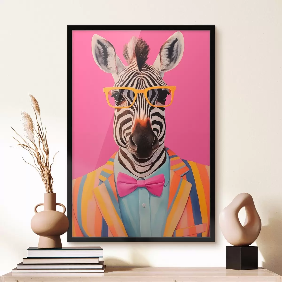Poster Zèbre en costume et lunettes f45307