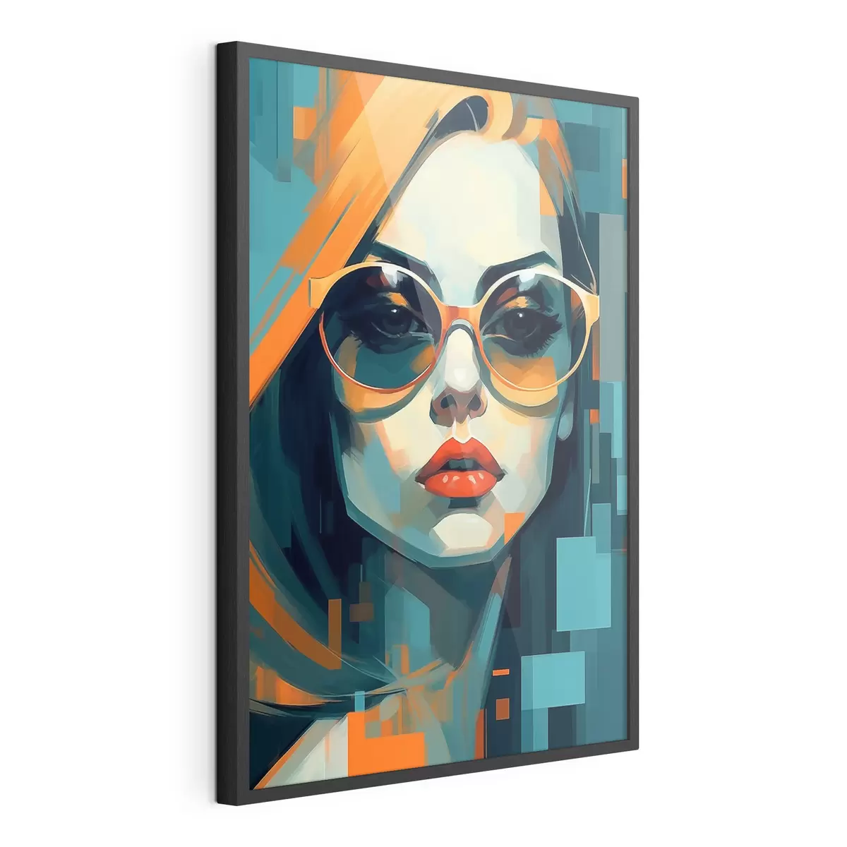 Poster Femme portant des lunettes de soleil dans un style pop art numérique f45327