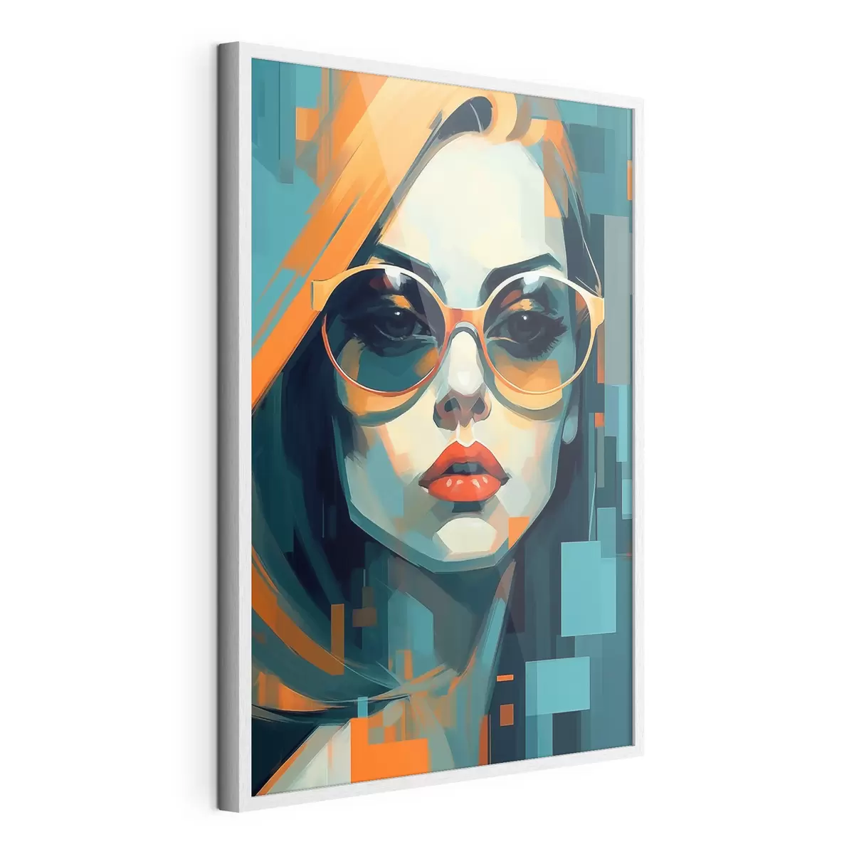 Poster Femme portant des lunettes de soleil dans un style pop art numérique f45327