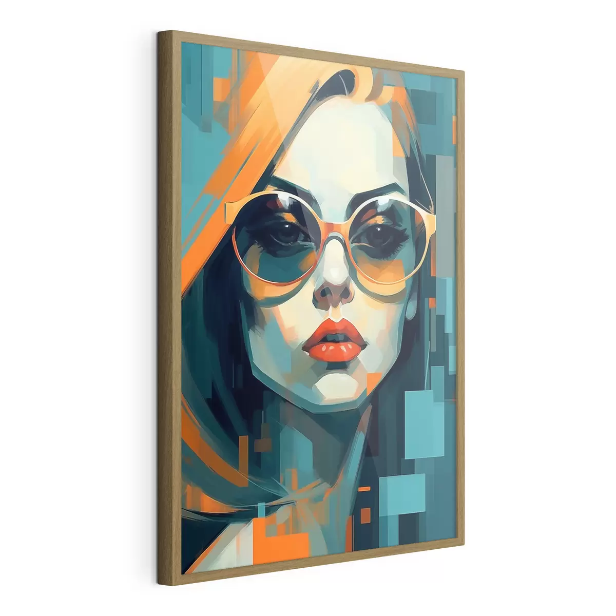 Poster Femme portant des lunettes de soleil dans un style pop art numérique f45327