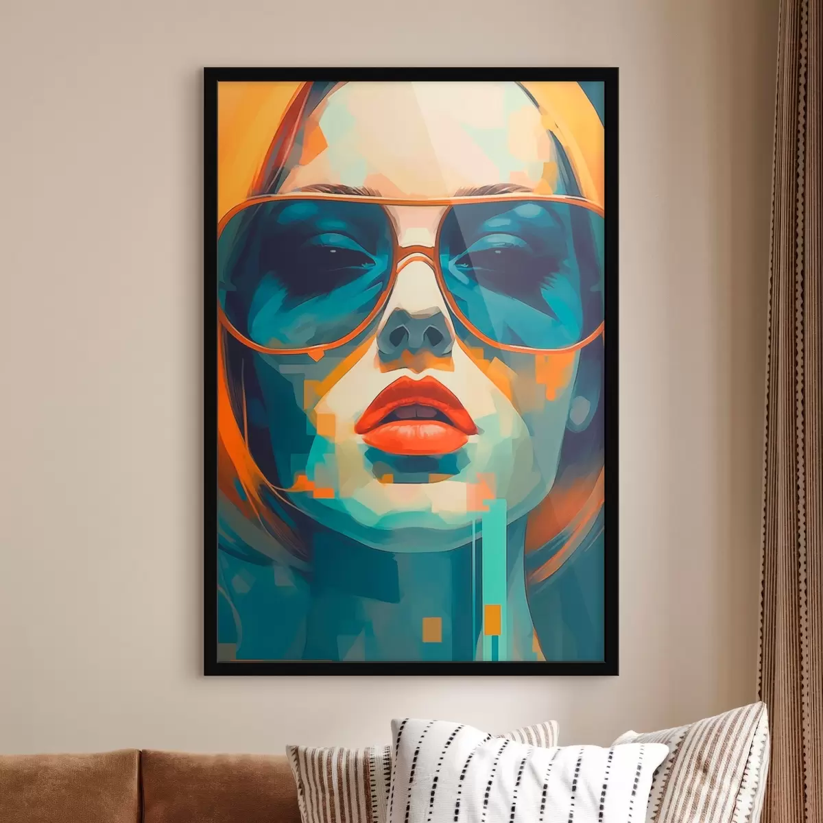 Poster Portrait abstrait d'une femme portant des lunettes de soleil f45328
