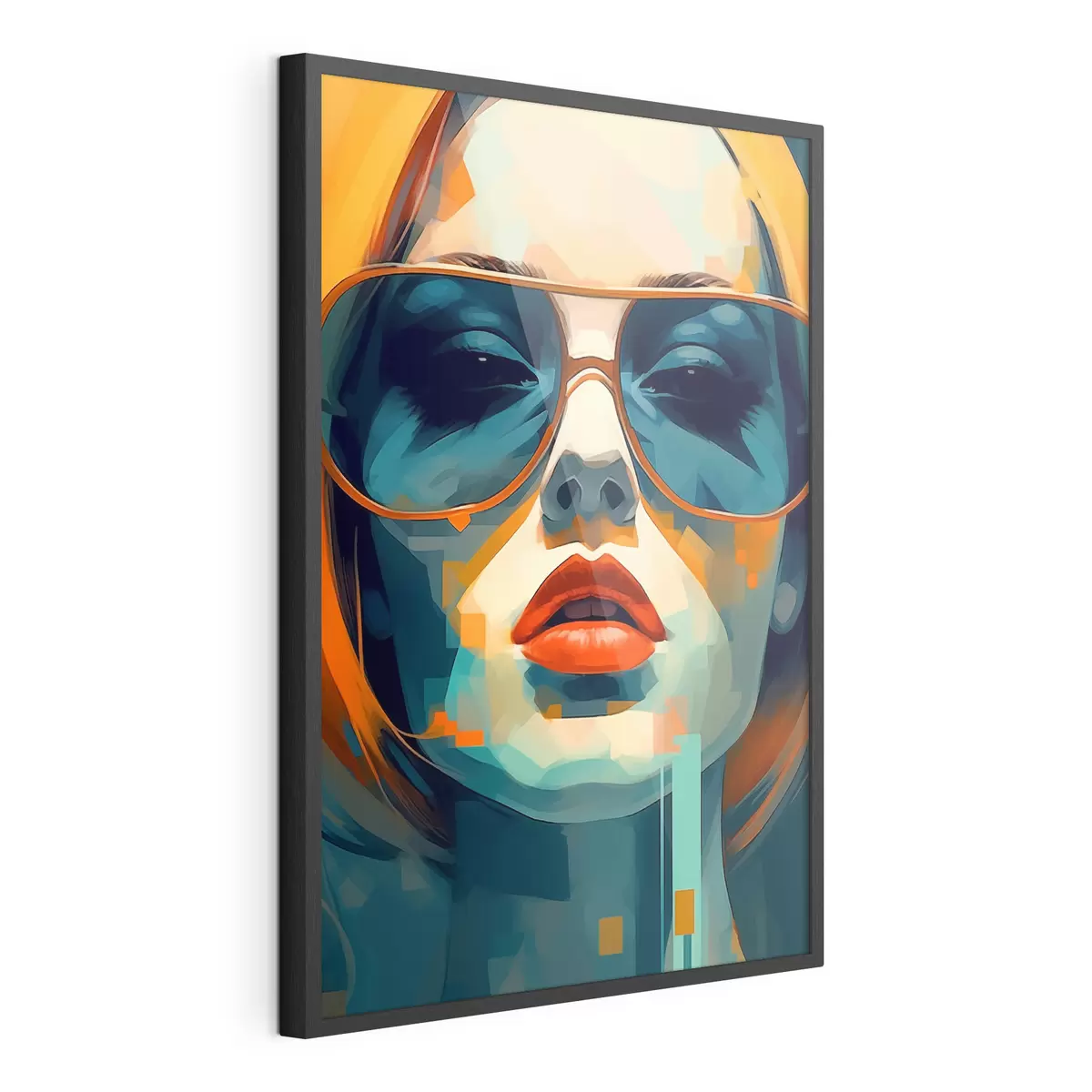 Poster Portrait abstrait d'une femme portant des lunettes de soleil f45328