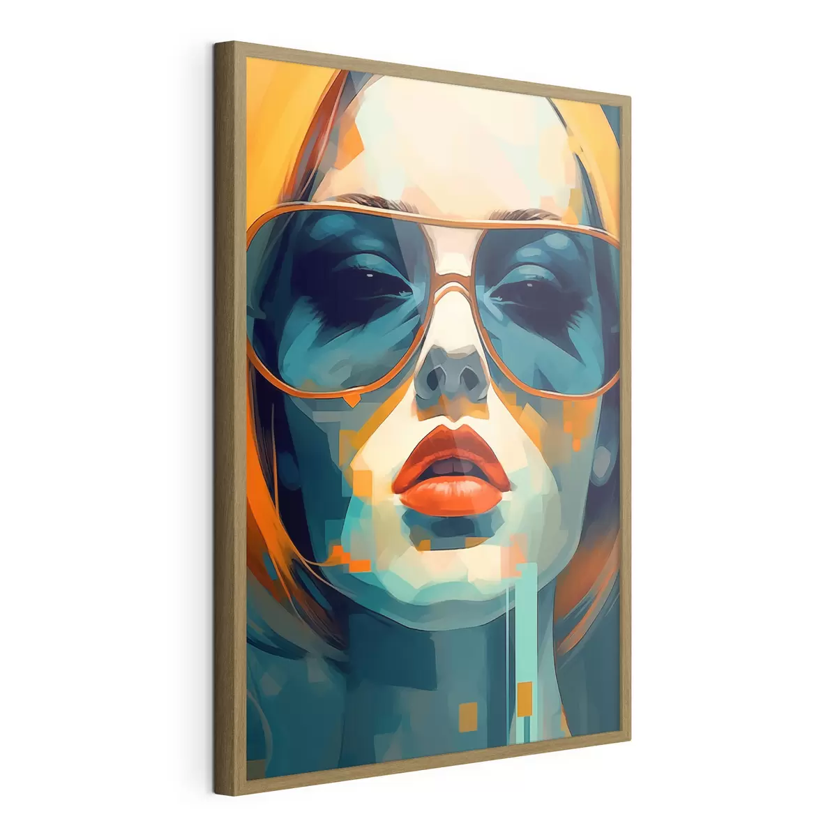 Poster Portrait abstrait d'une femme portant des lunettes de soleil f45328