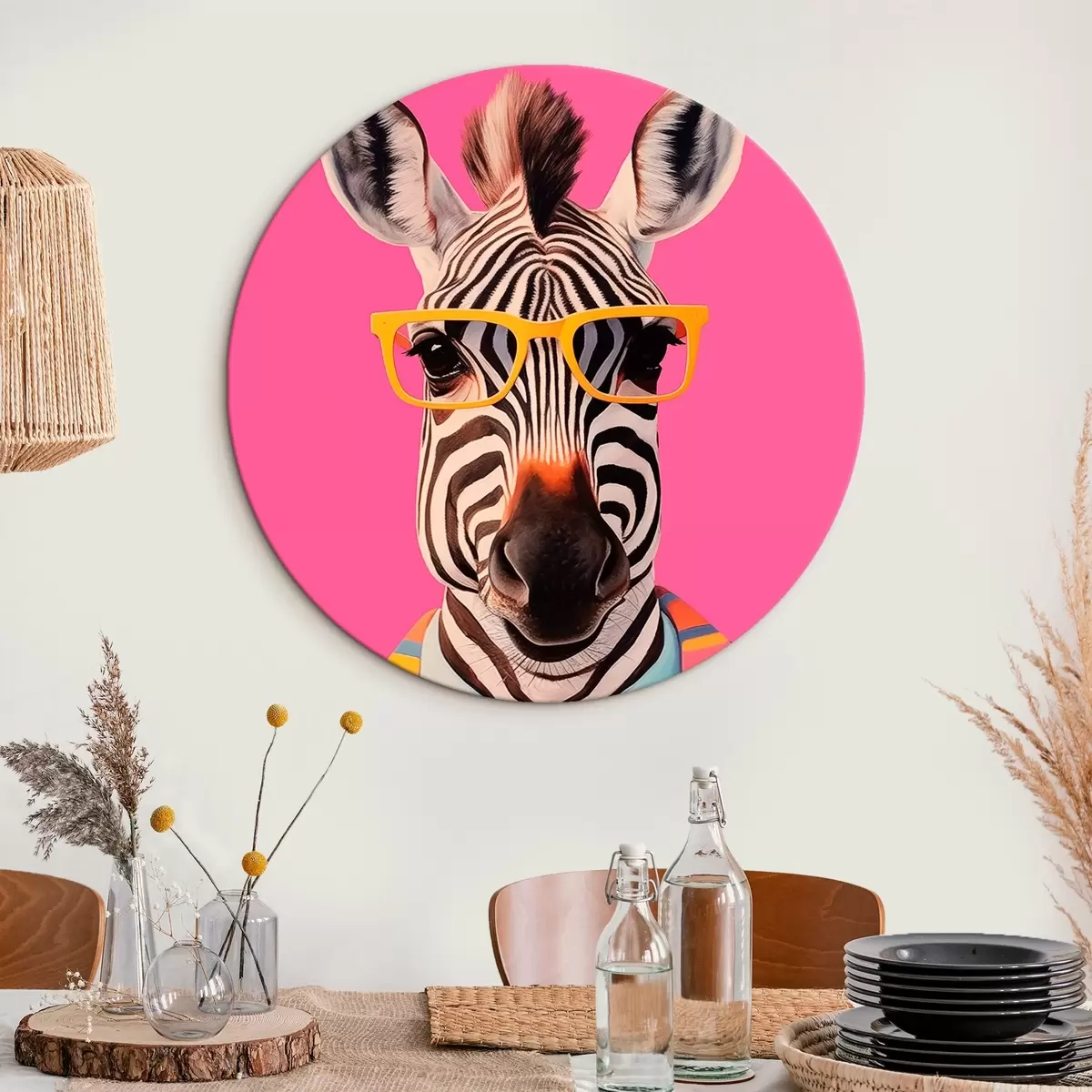 Tableaux rondes Zèbre en costume et lunettes r45307