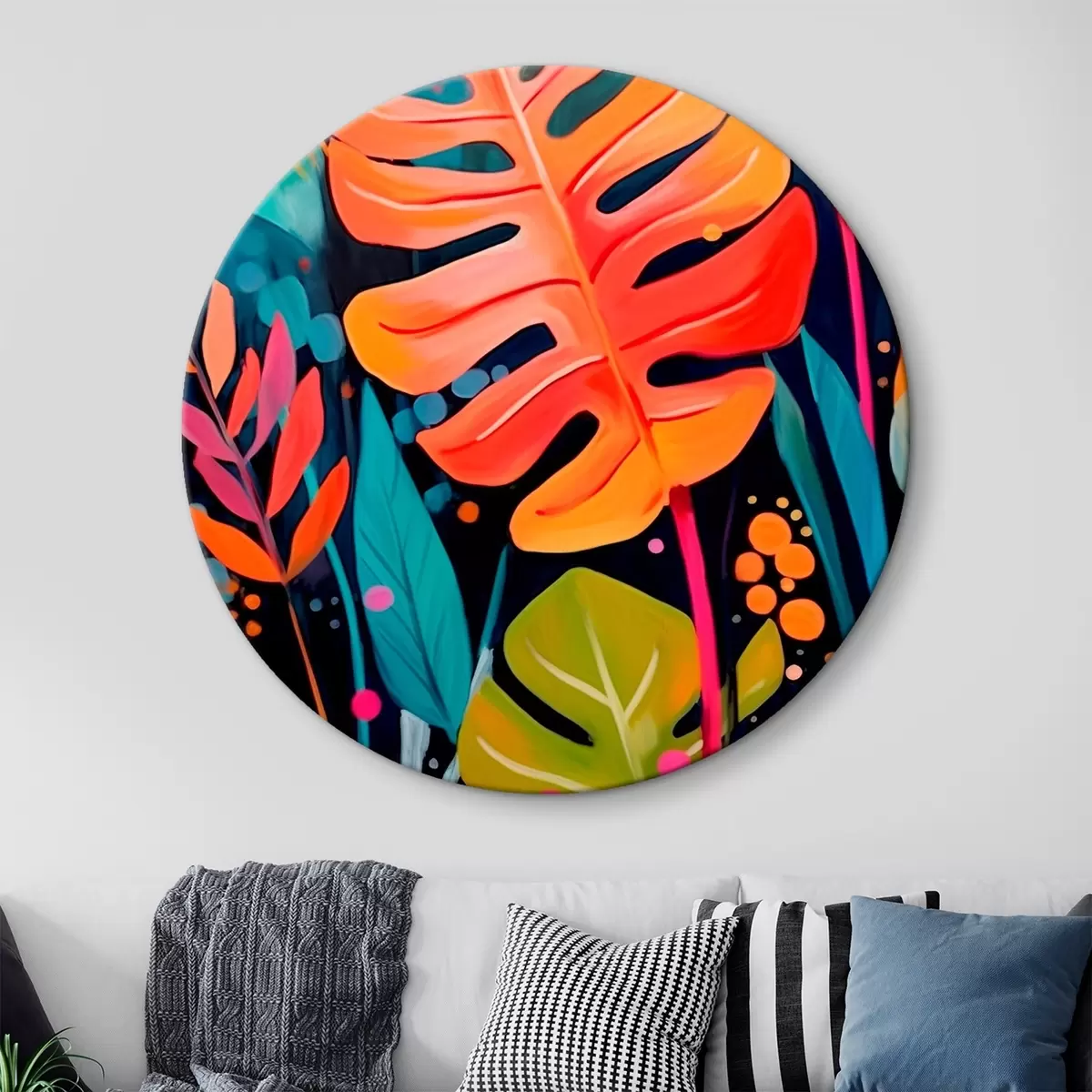 Tableaux rondes Feuilles tropicales r45308