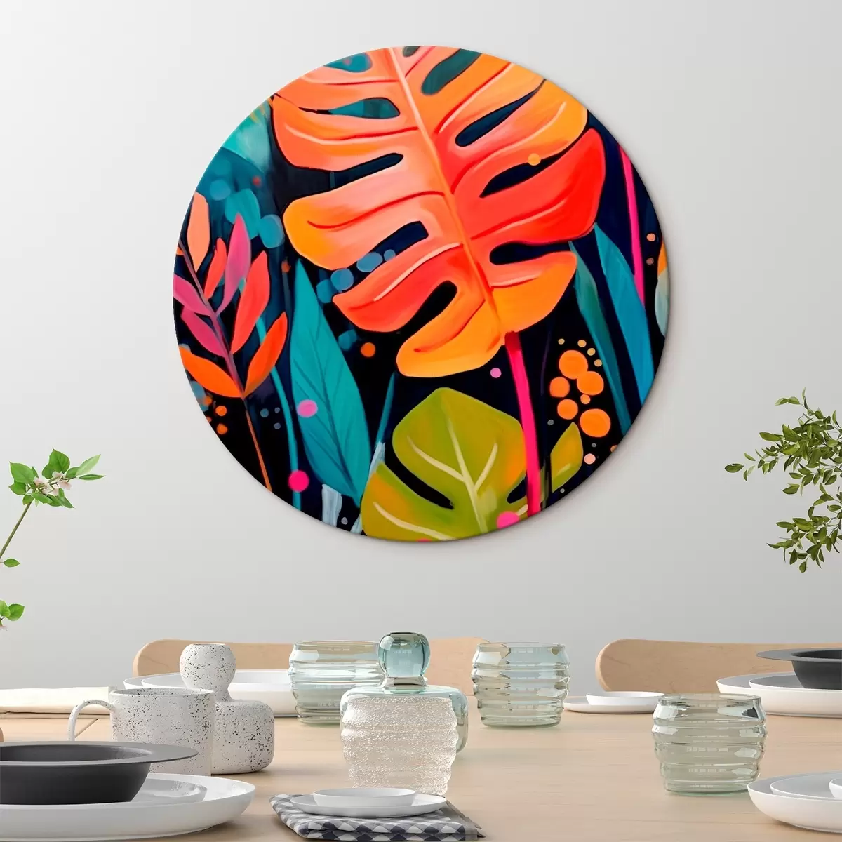Tableaux rondes Feuilles tropicales r45308