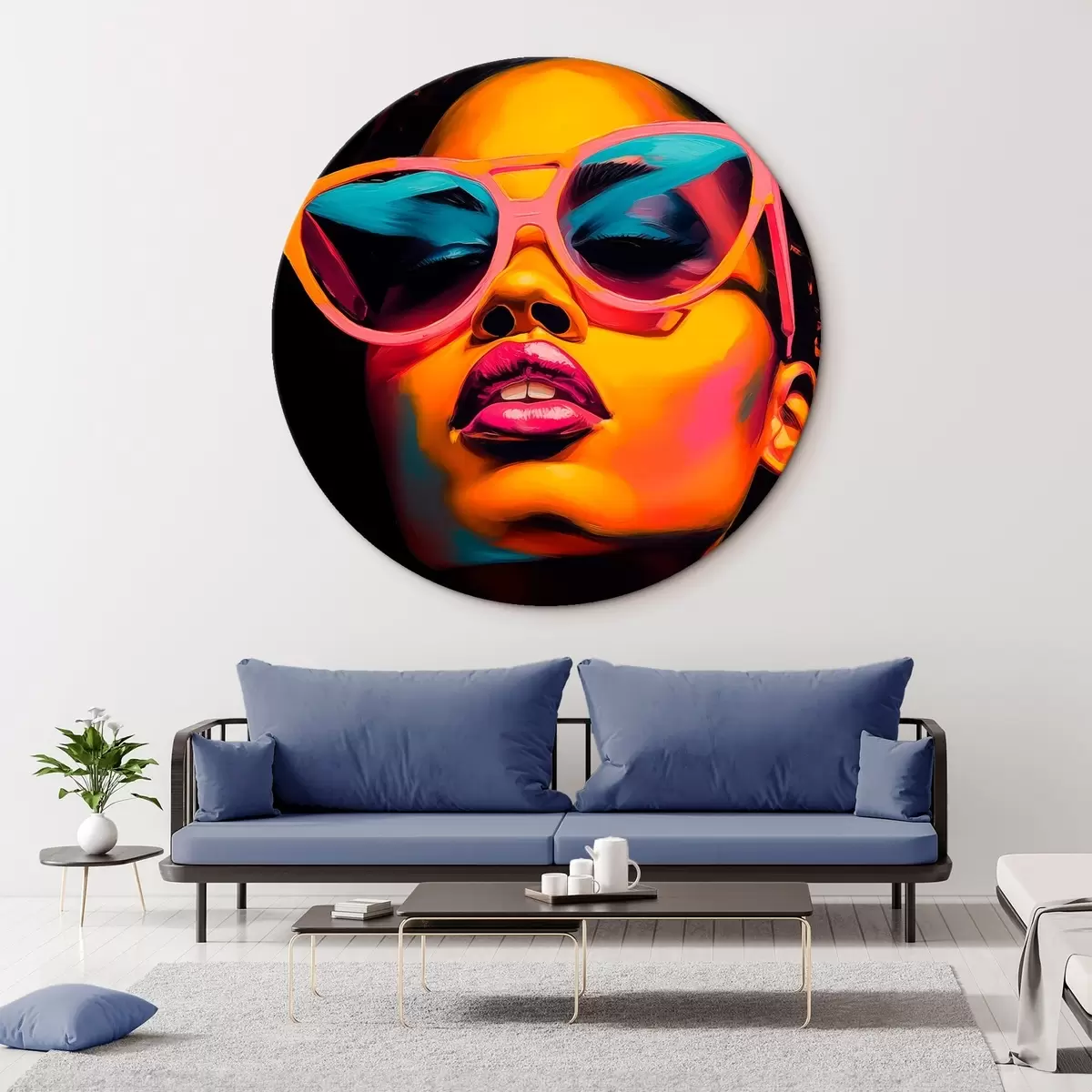 Tableaux rondes Portrait d'une femme portant des lunettes r45310