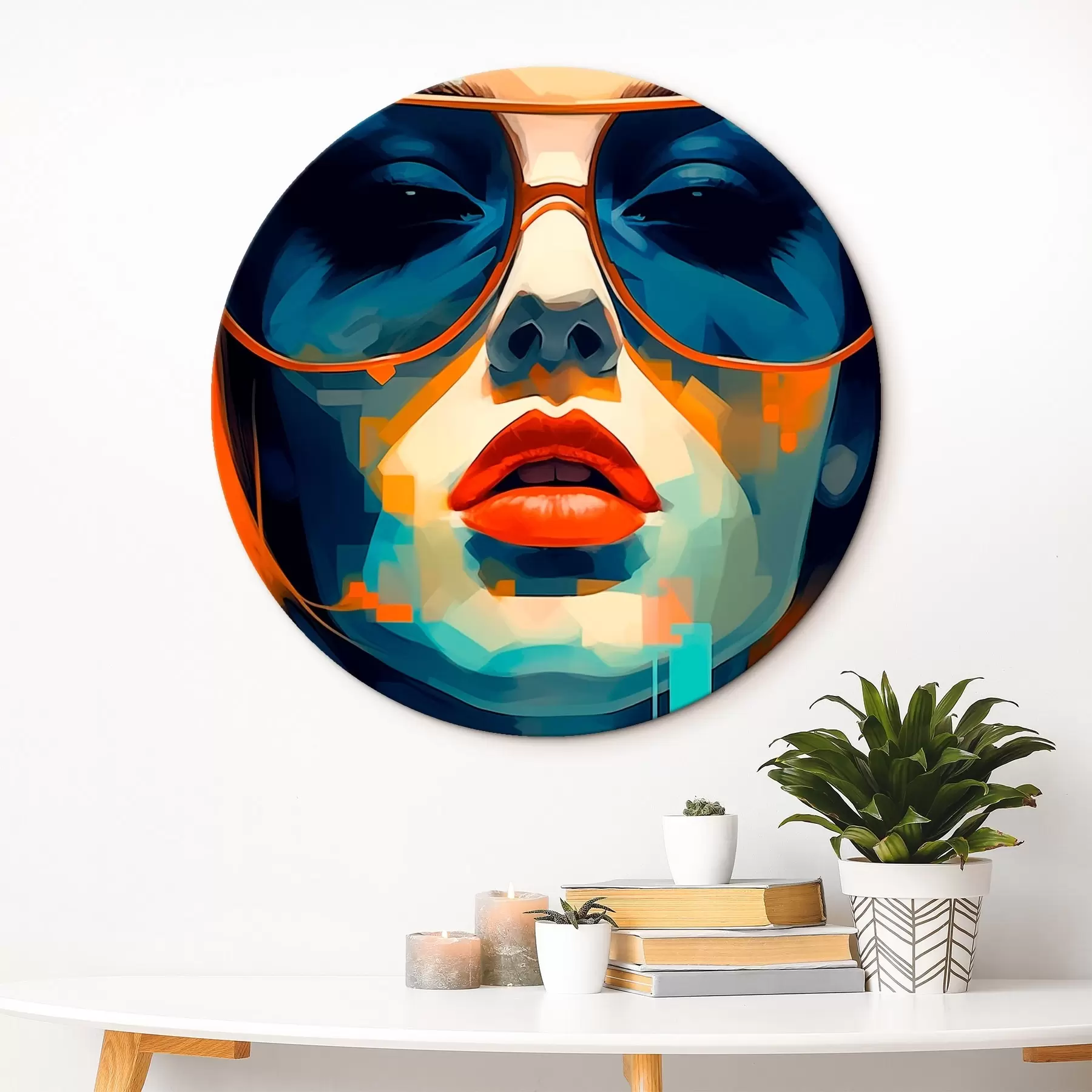 Tableau Portrait abstrait d'une femme portant des lunettes de soleil r45328